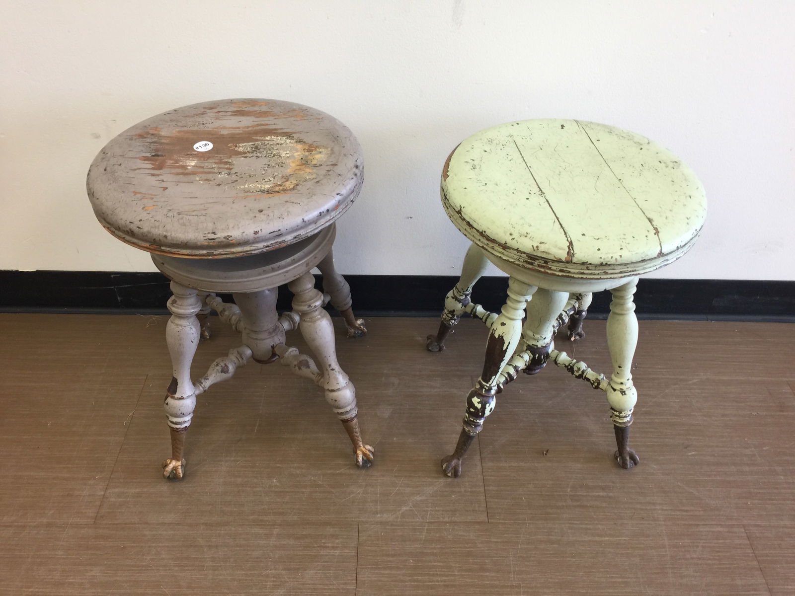2 Antique Piano Stools: Both 20" H.