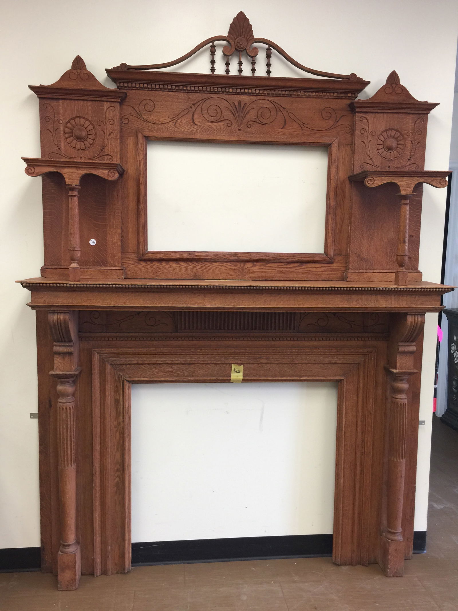 Antique Oak Carved Mantle (1 of 6)