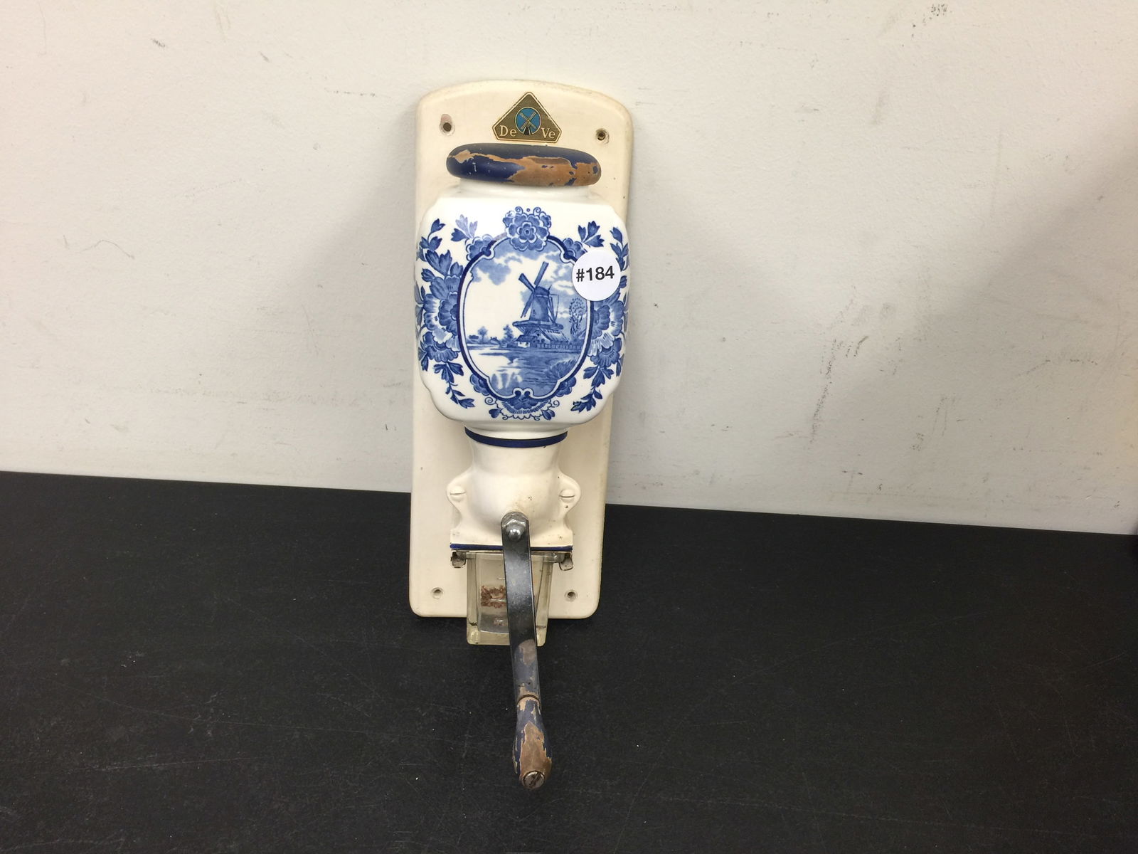 Delft Wall Mounted Coffee Grinder: complete, 14"H.