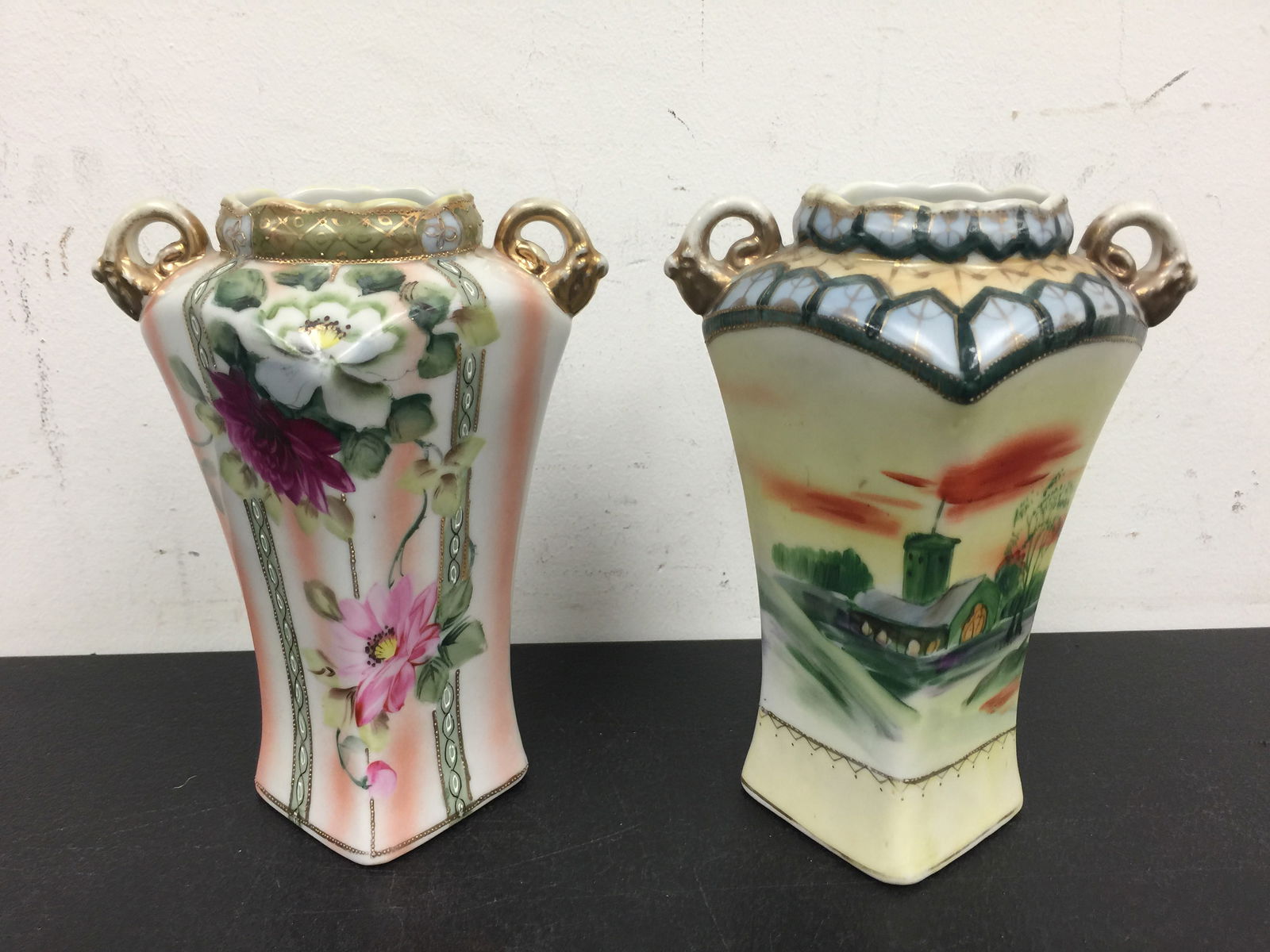 Nippon Vases (2): 7"H.
