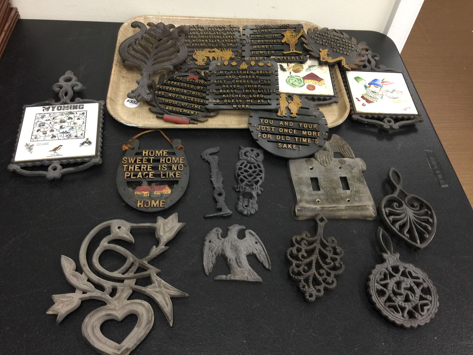 Cast Iron Trivets: Mixed grouping, largest 9".