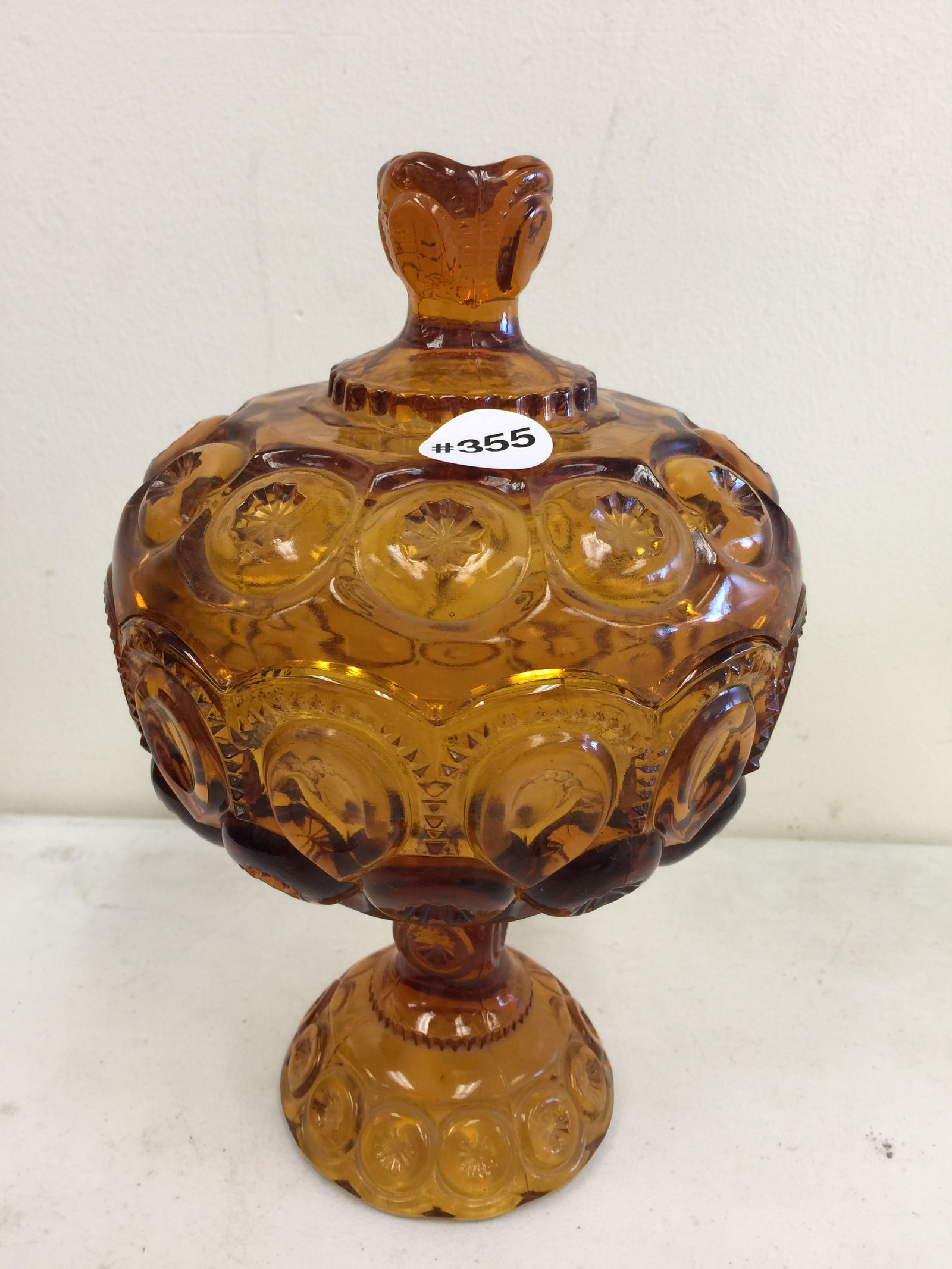 Moon & Star Amber Compote: 10" x 6"