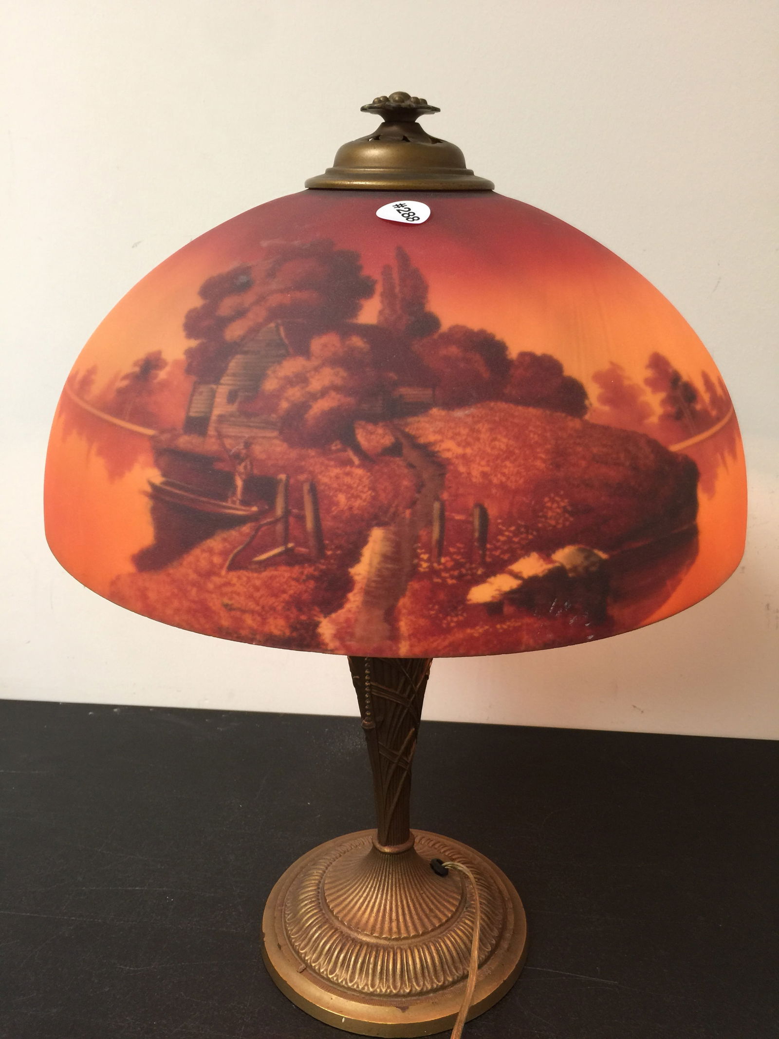 Antique Reverse Painted Lamp (1 of 4)