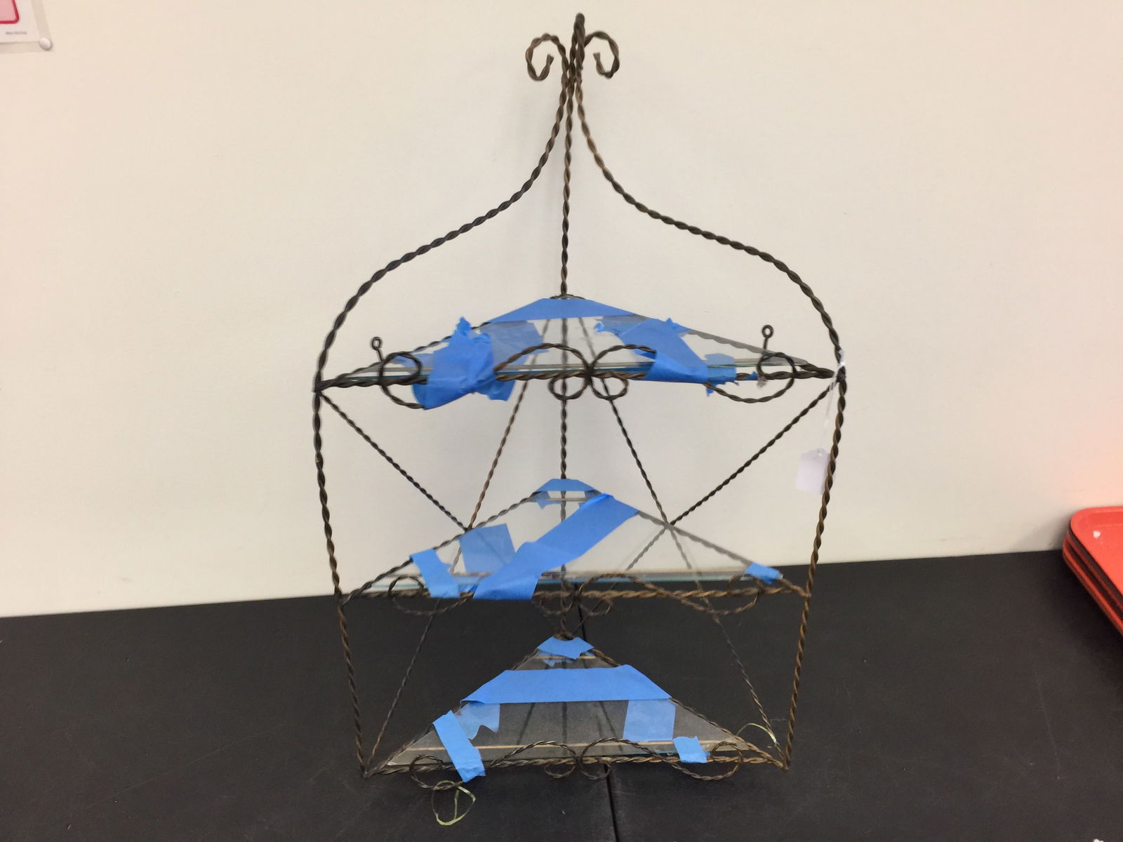 Gilt Hanging Shelf: 16" x 8" x 25".