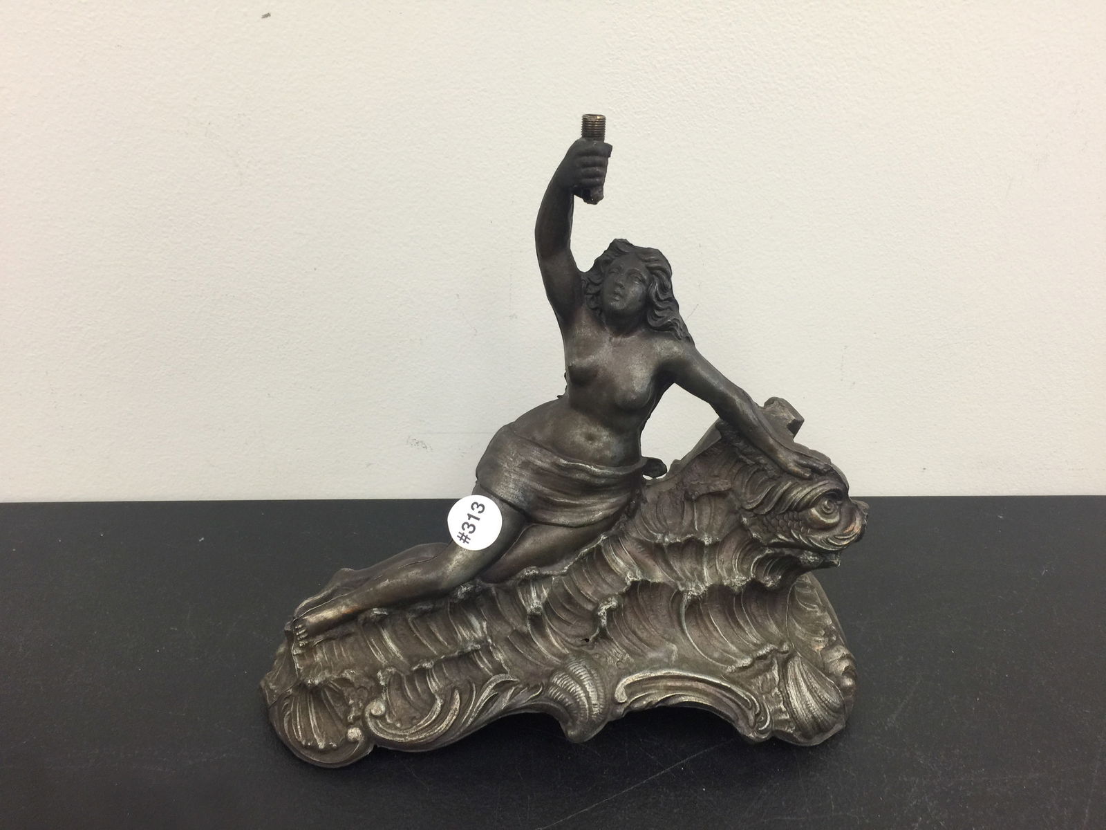 Art Nouveau Figural Lamp Base: 12"x12".