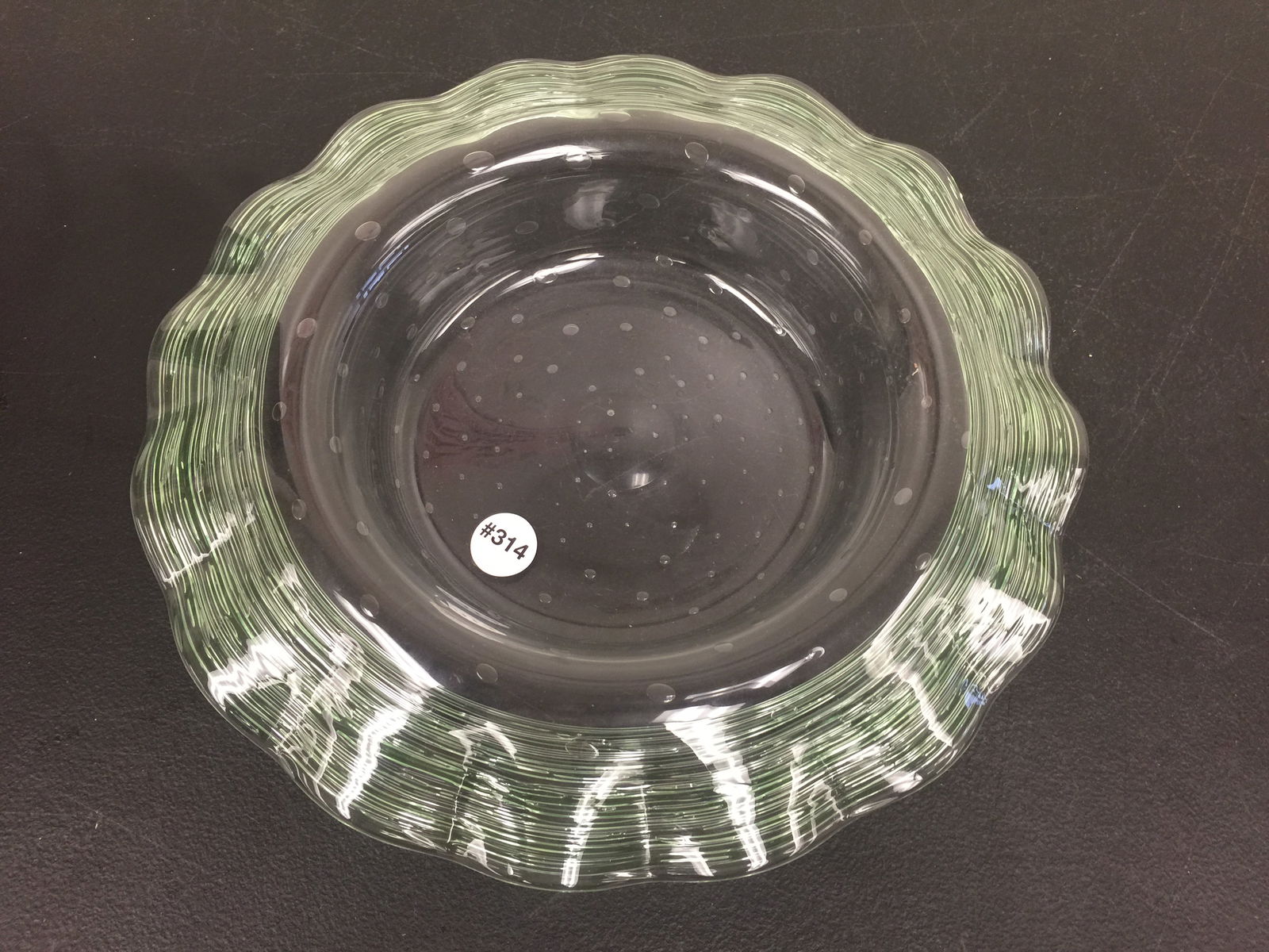 Threaded Steuben Bowl: 14"W.
