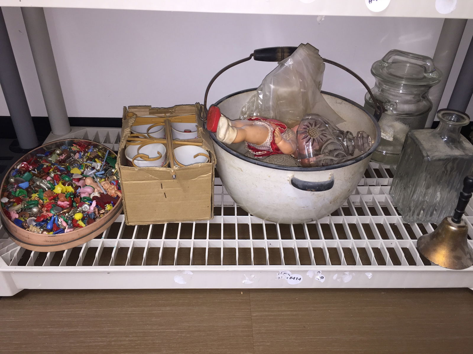 Mixed Lot: Includes enamel pail, decanter and other decoratives.