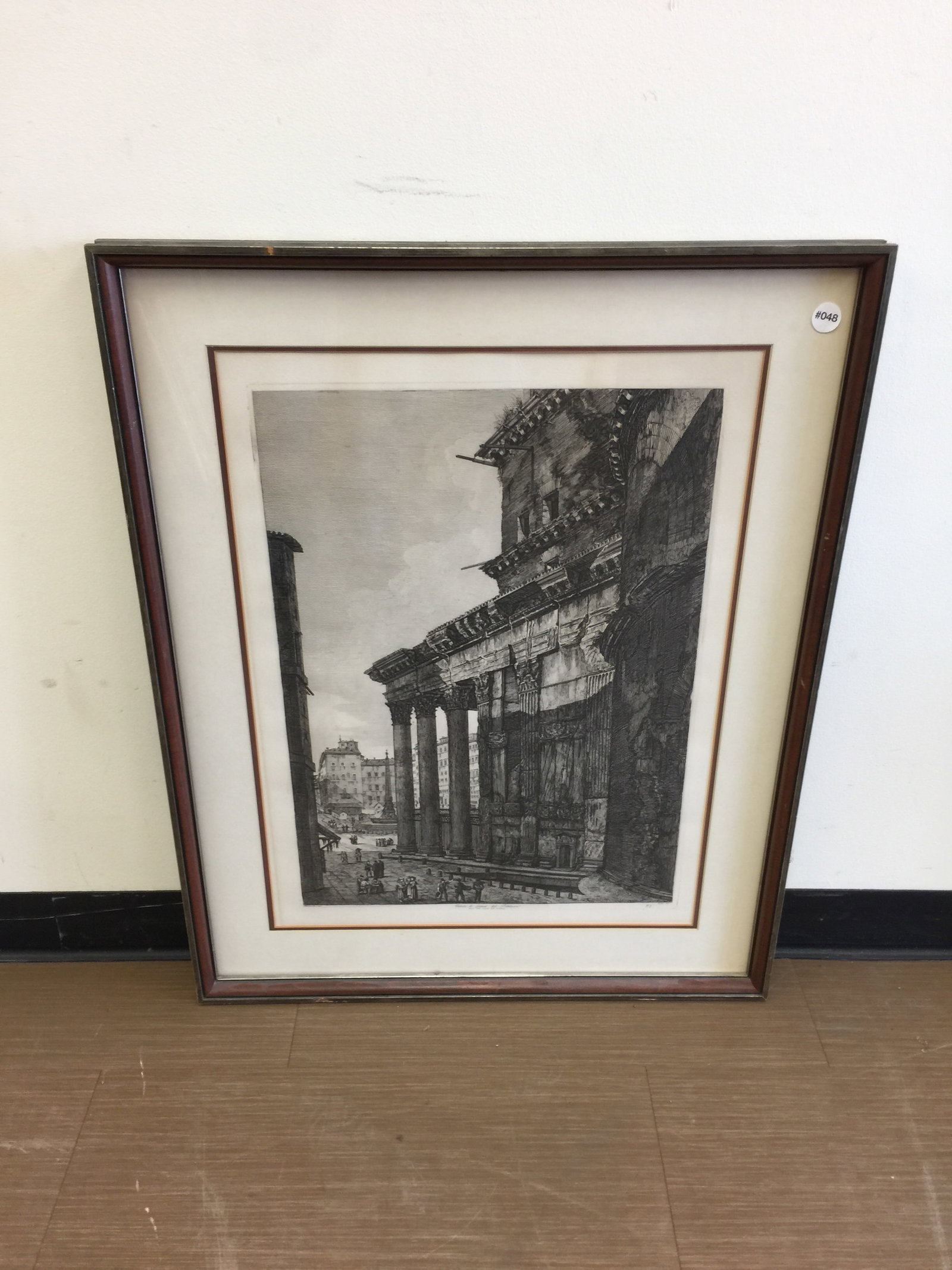 Antique Etching " Side View of the Pantheon" (1 of 4)