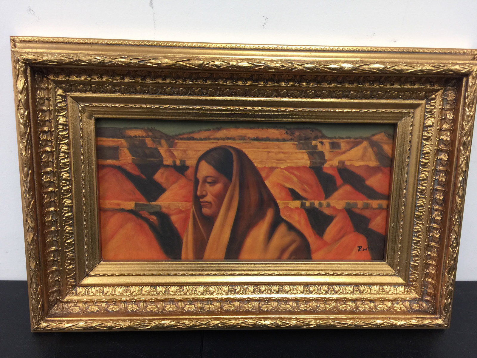 Signed Oil on Board: SLR, "R. Wilson", gilt frame 23"x15".