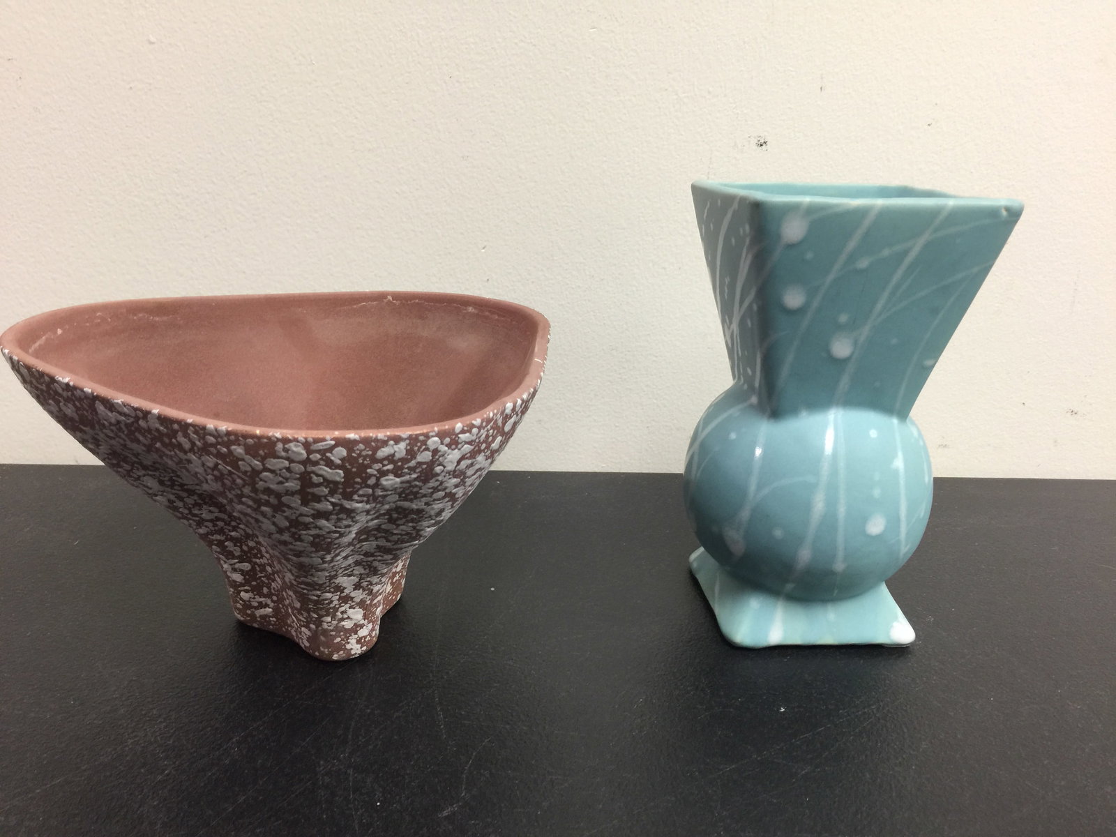 2 Pcs MCM Pottery: INcludes a McCoy vase & a California Pottery bowl. Largest 7".