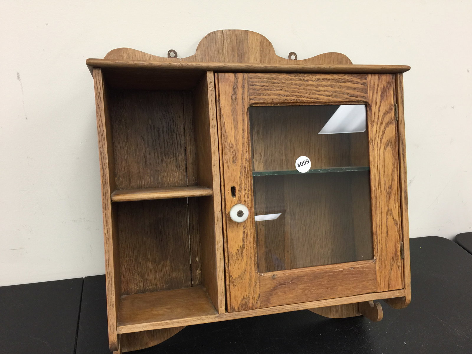 Antique Hanging Cabinet: 19" x 22".