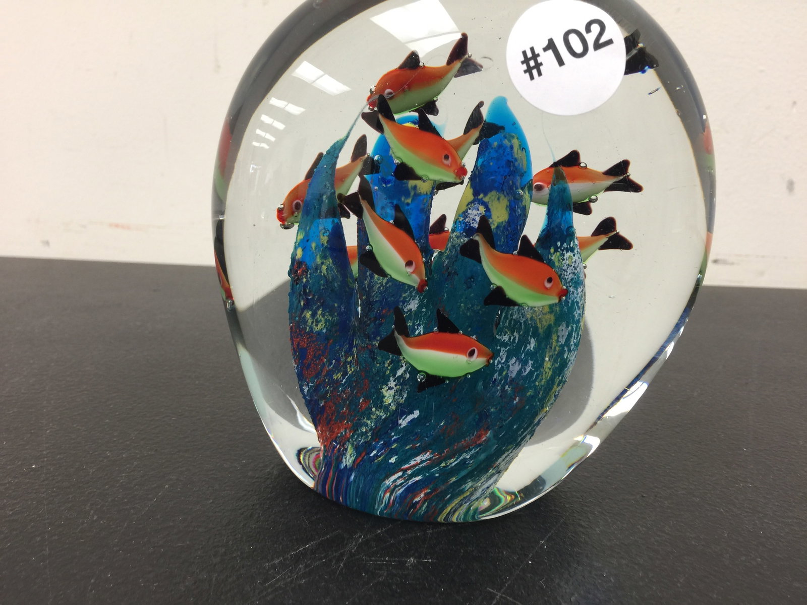 Murano Aquarium Paperweight: 6"H.