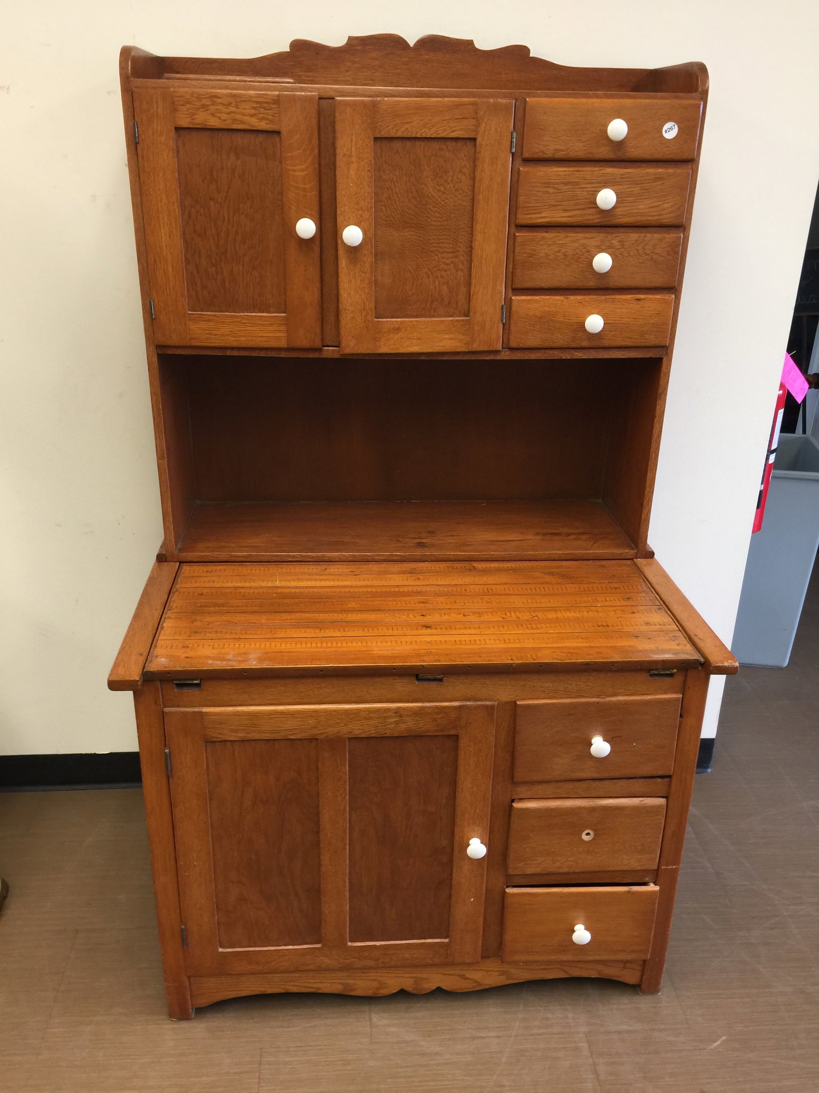 Antique Oak Kitchen Cabinet: 40"28"68".