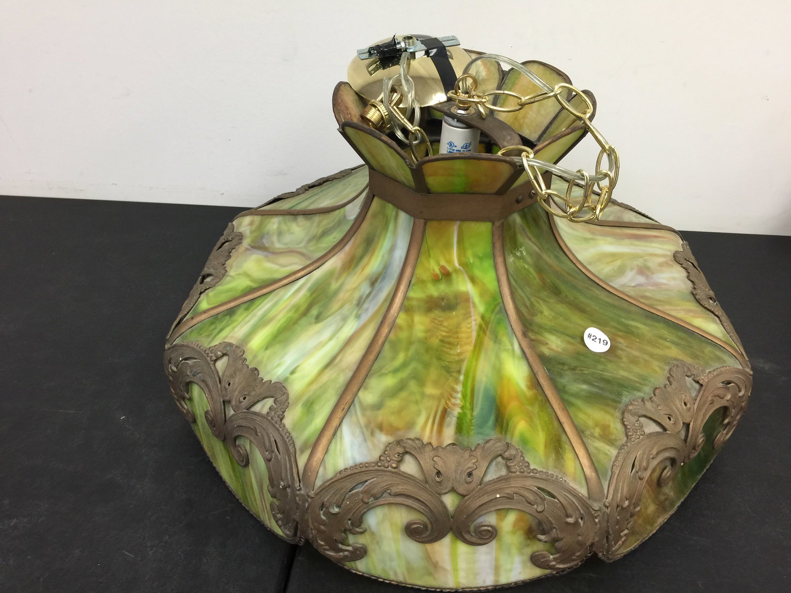 Antique Slag Glass Chandelier (1 of 5)