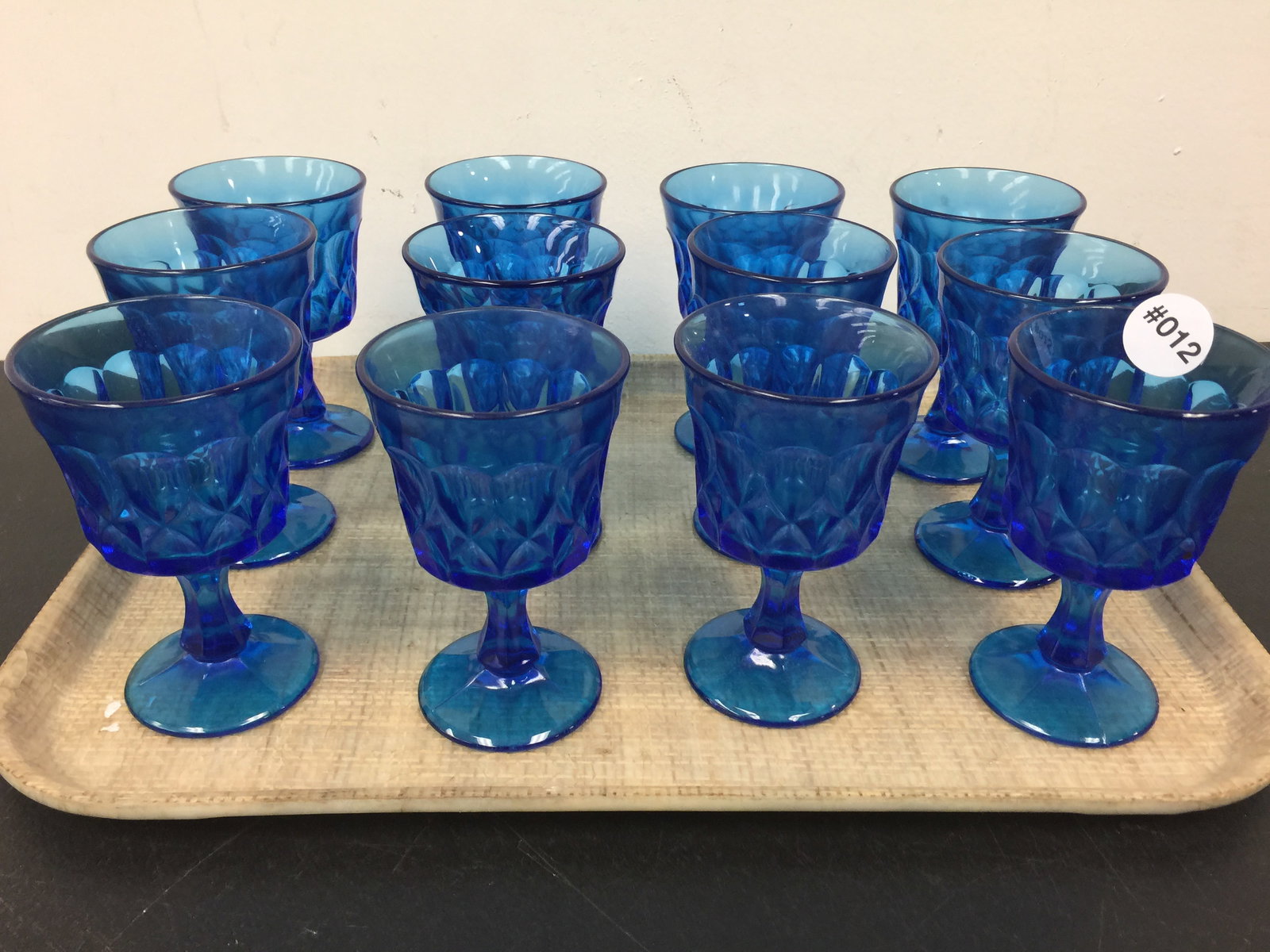 12 Noritake Perspective Blue Cordials: 5" H.
