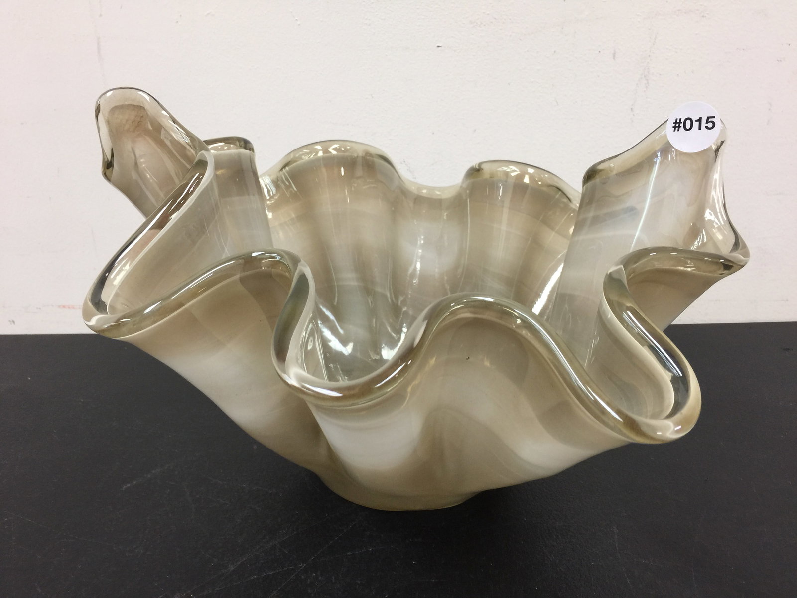 Art Glass Abstract Center Bowl: 13"W.
