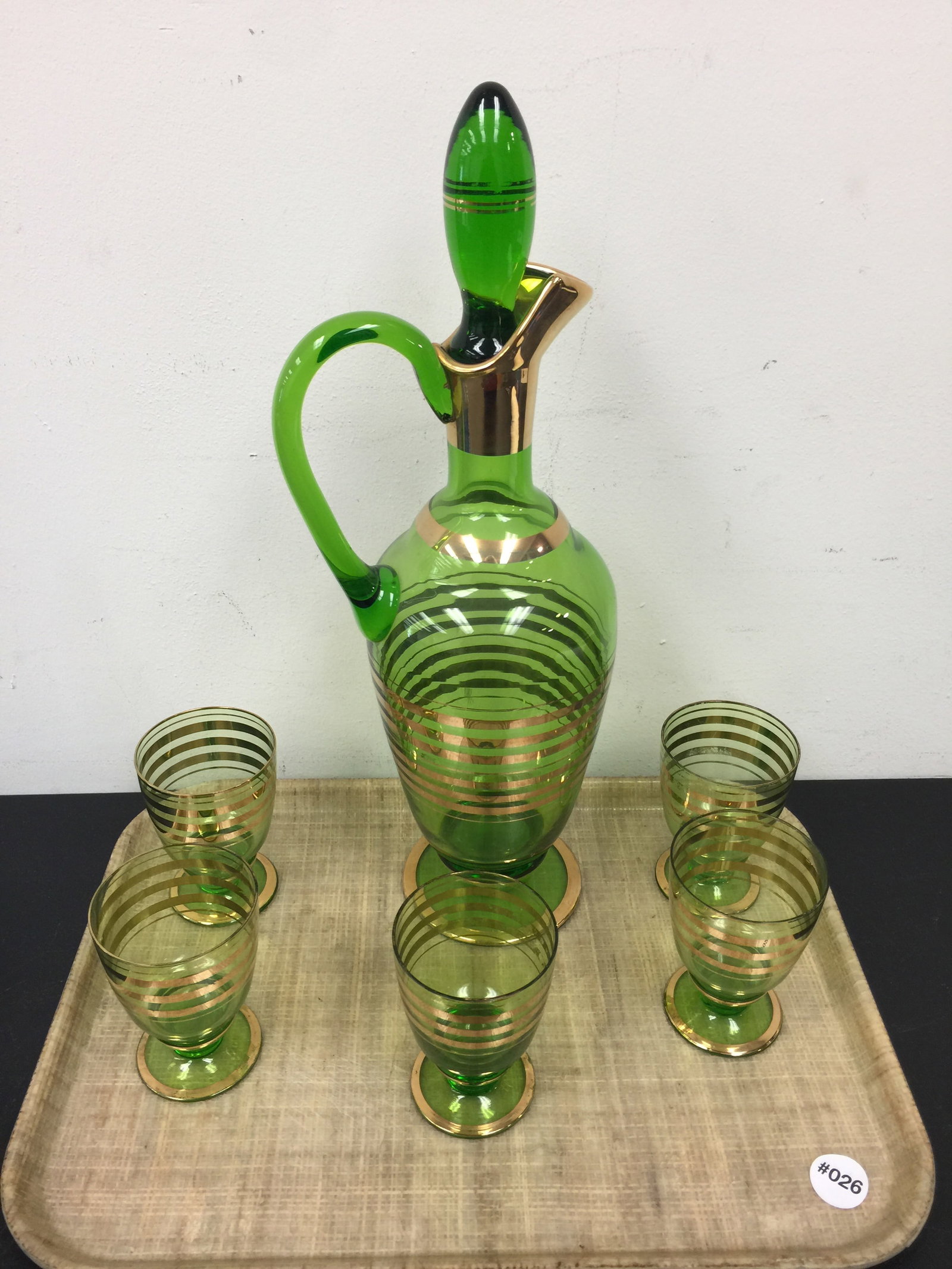 Romanian Hand Blown Decanter Set: 18" H