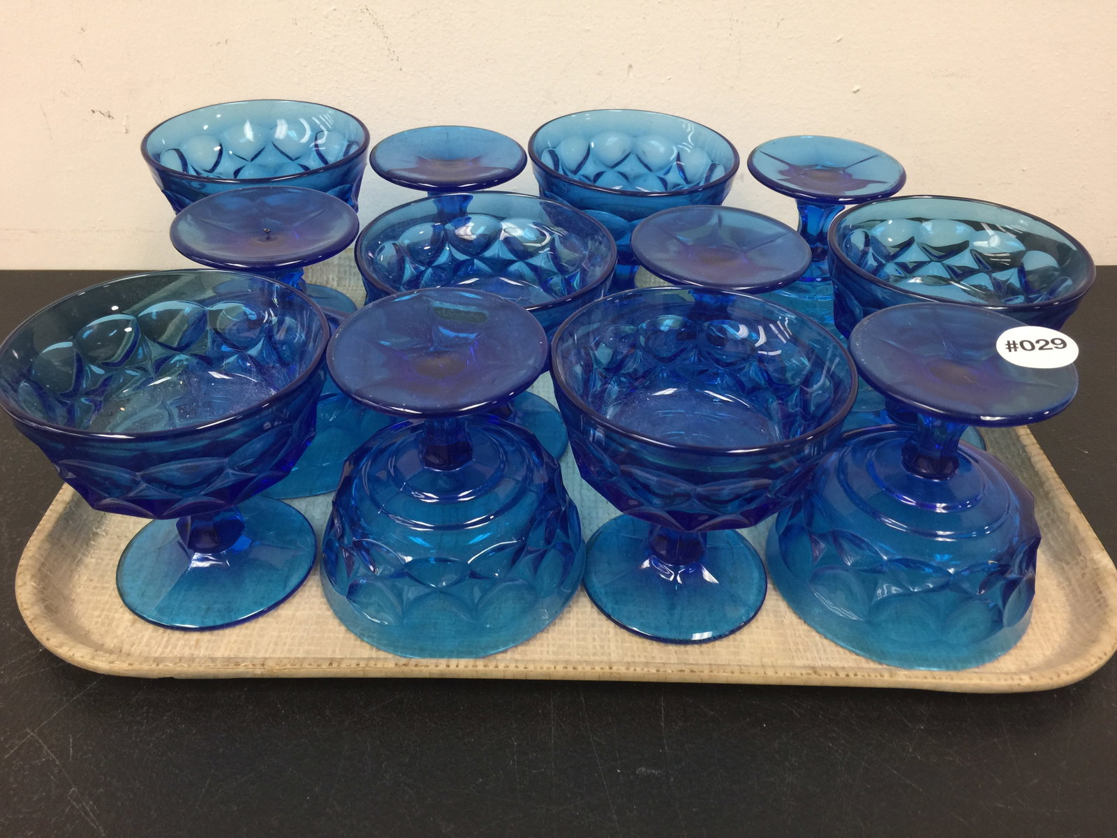 12 Noritake Perspective Blue Chmpagnes: 4" H.