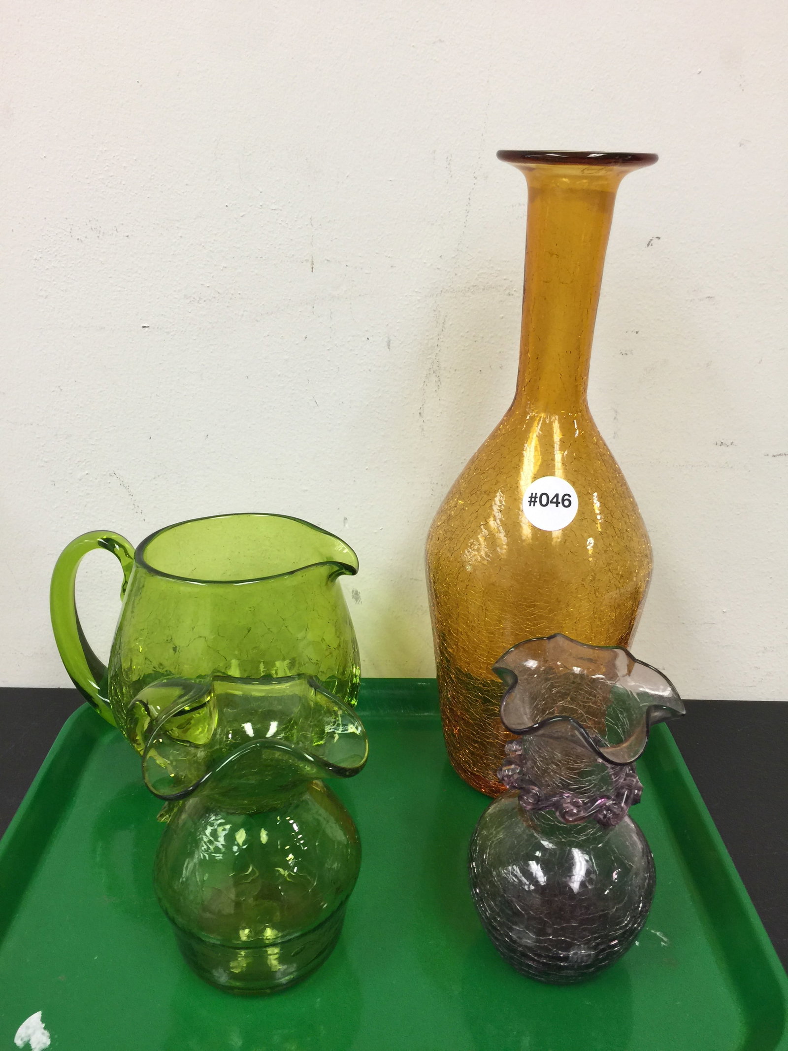 4 Pcs MCM Crackle Glass: Largest 13" H