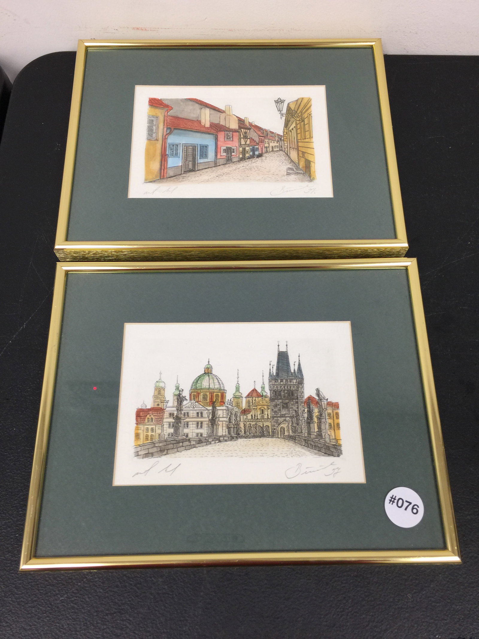 Pair of Prague Signed Watercolors (1 of 3)