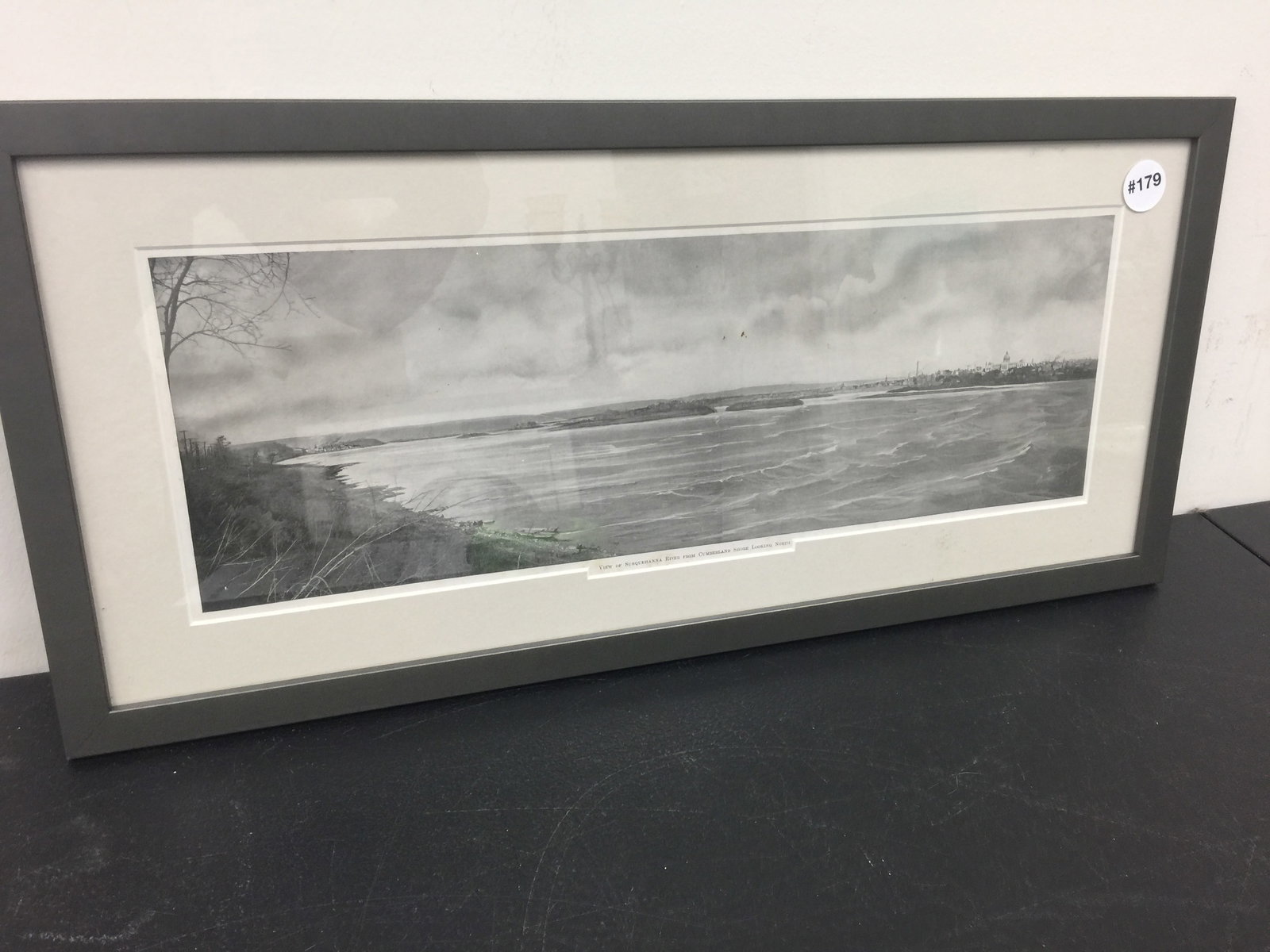Harrisburg Print: "View of Susquehanna River from Cumberland Shore Looking North". Frame 23" x 11".