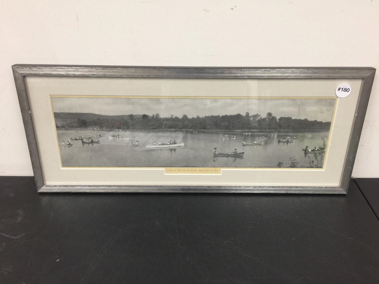 Harrisburg Print: "Lake at Wildwood Park, Hbg.Pa." Frame 24" x 10".