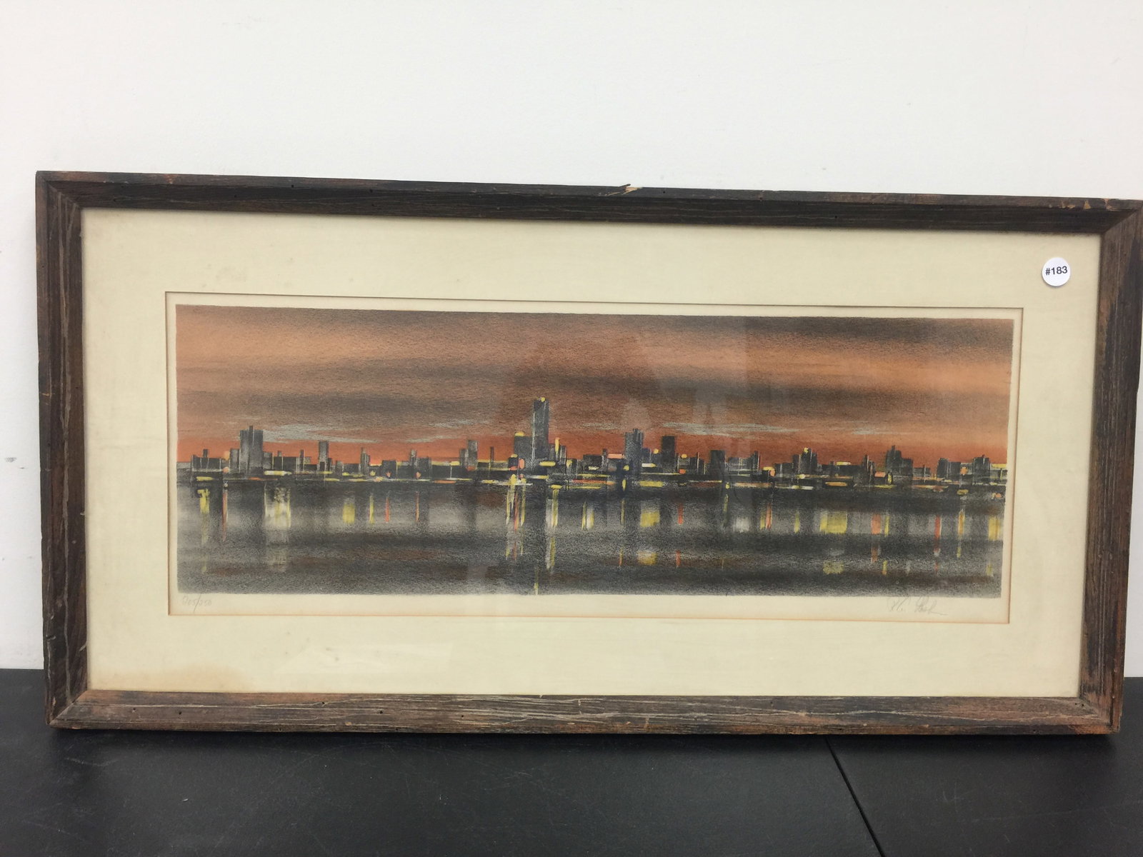 Lithograph by Richard Florsheim MCM Cityscape: SLR, numbered 205/250. Frame 38" x 19".