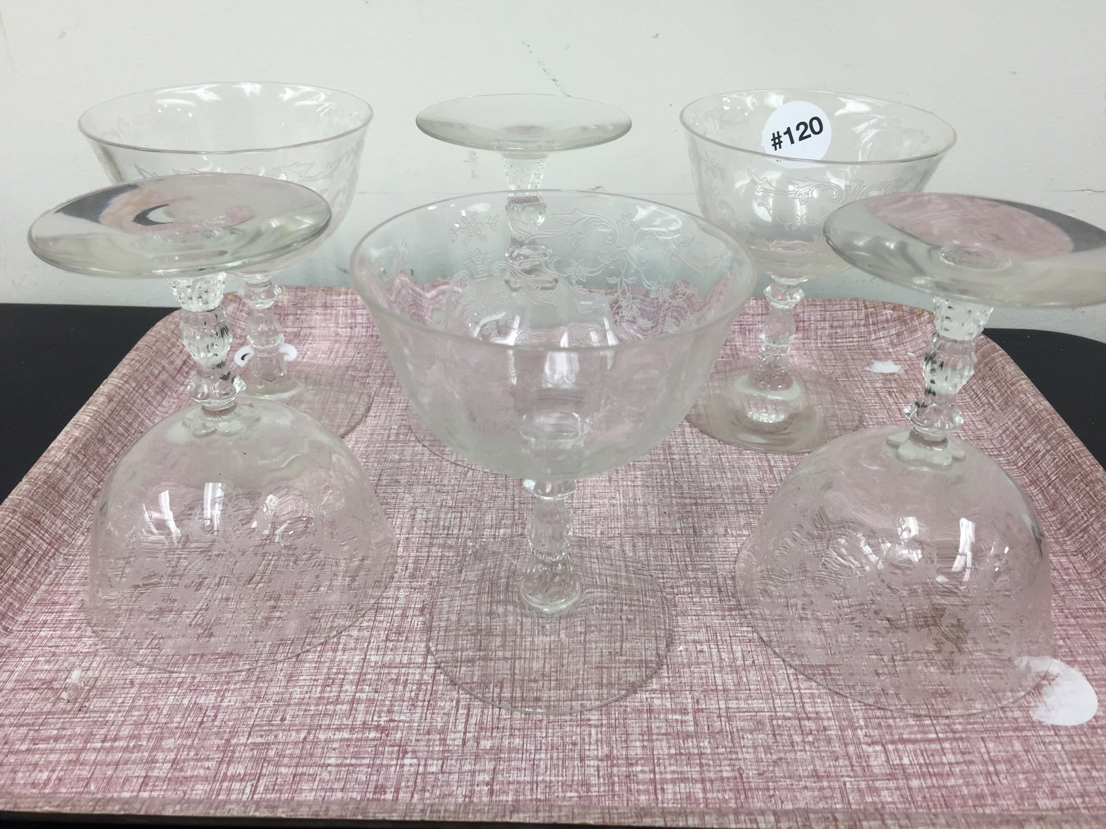 6 Fostoria Navarre Etched Sherbet Champagne Glasses (1 of 4)