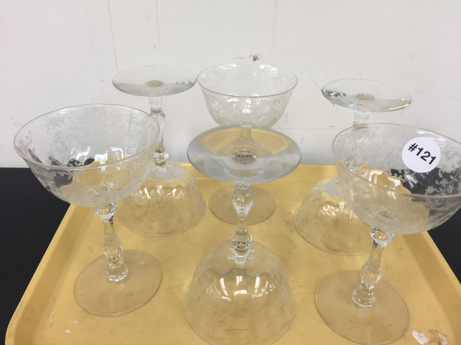6 Fostoria Navarre Etched Wine Glasses (1 of 4)