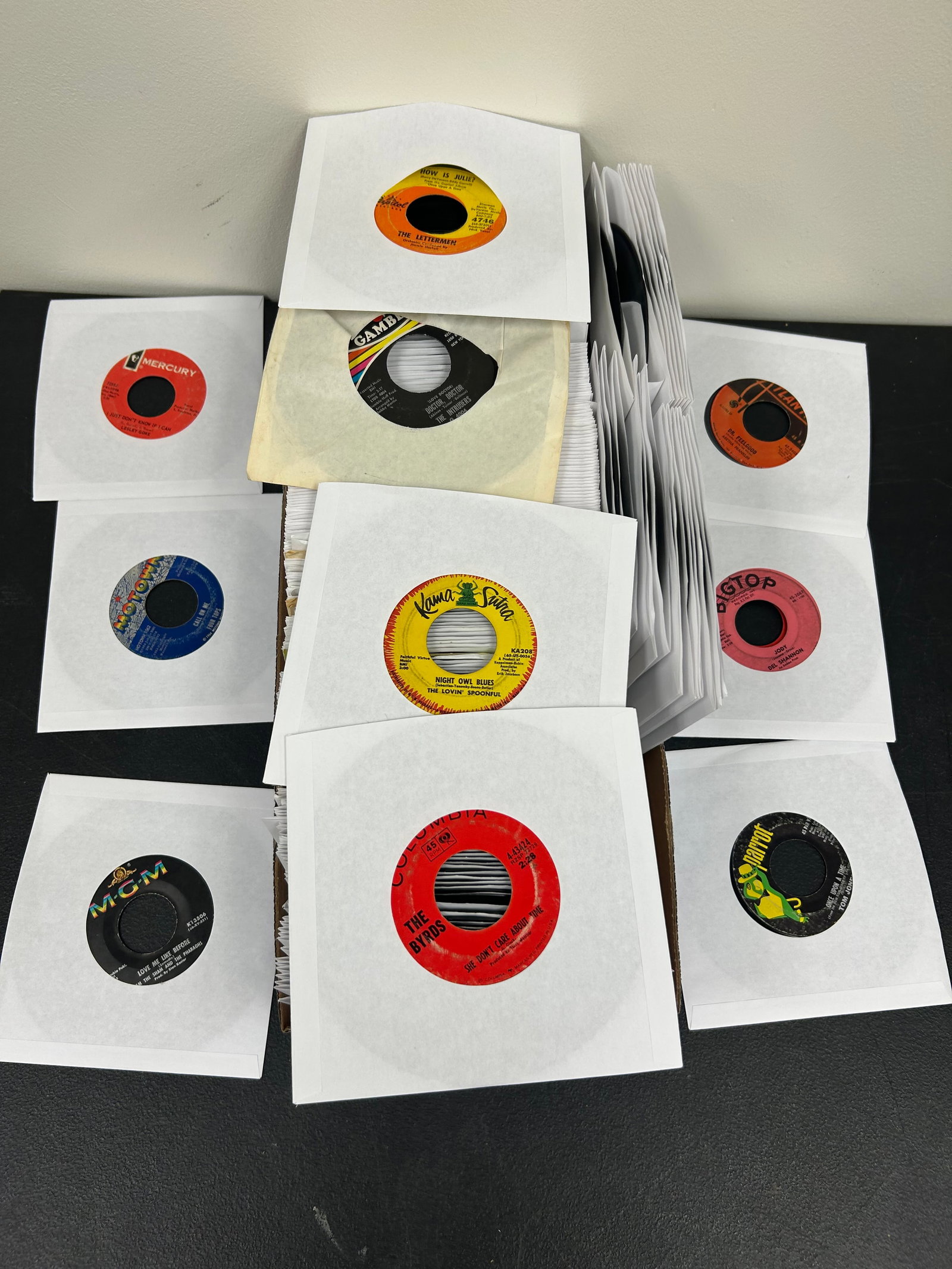 Vintage 45 Records: Artist mostly from 50's & 60's. Tommy James & The Shondells, Elvis Presley, Young Rascals and more. Original records in newer sleeves.