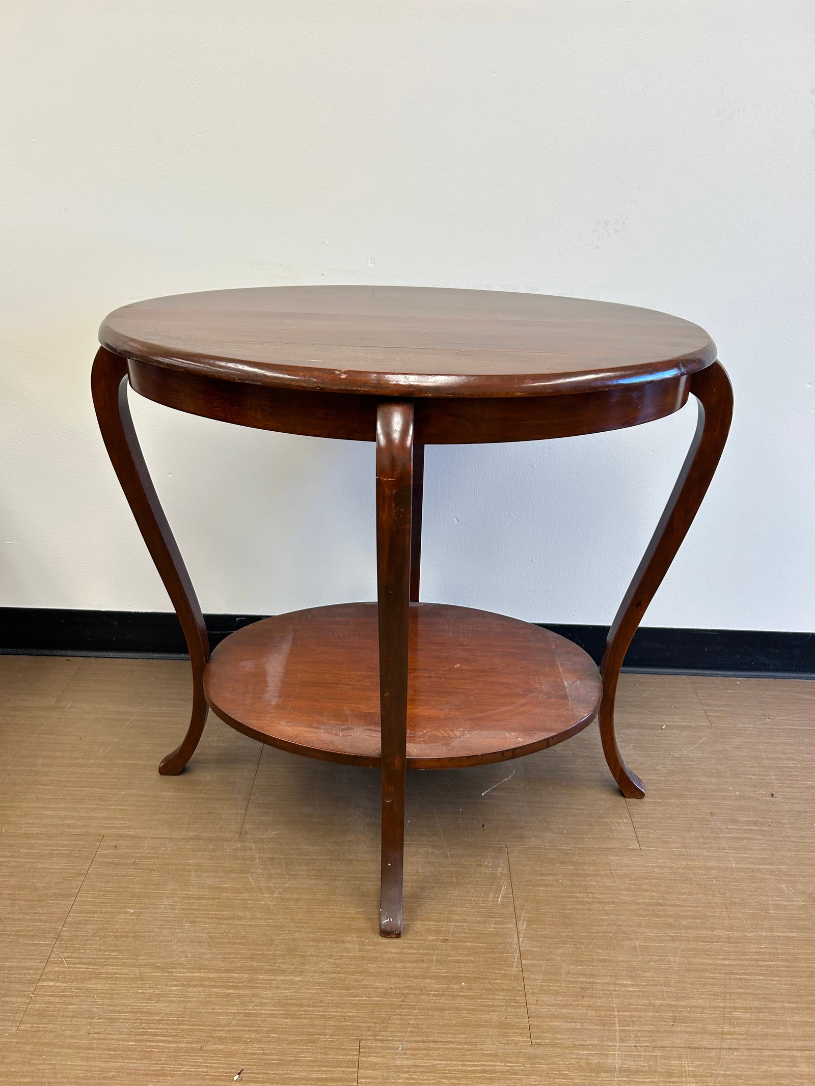 Antique Mahogany Stand: 32" x 24" x 30". Oval shape