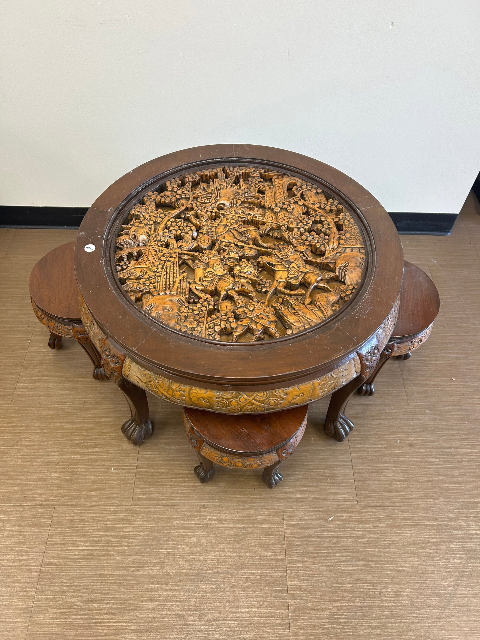 Asian Mid Century Nesting Table w/Stools (1 of 6)