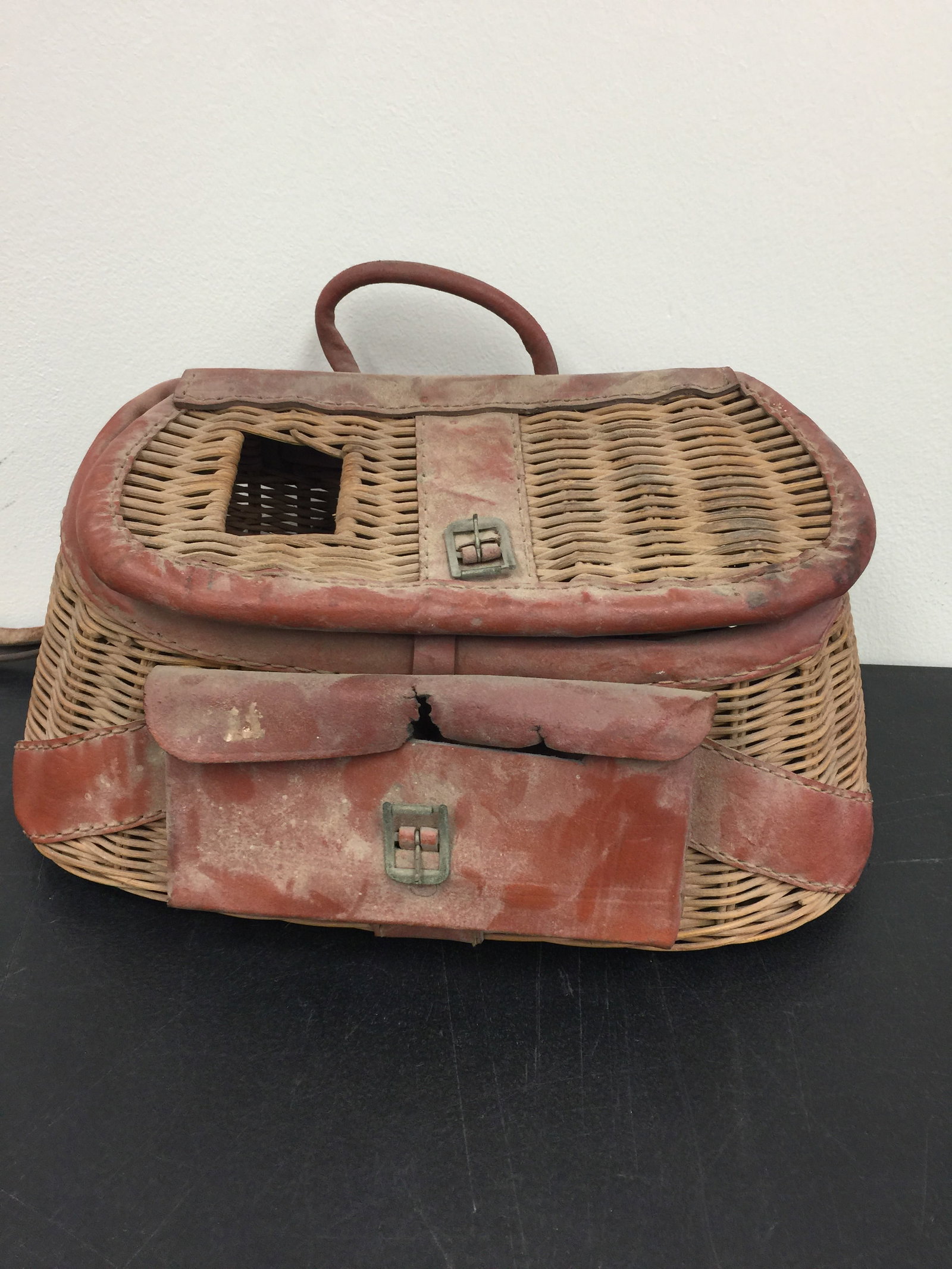 Antique Fishing Creel: 15" x 8"