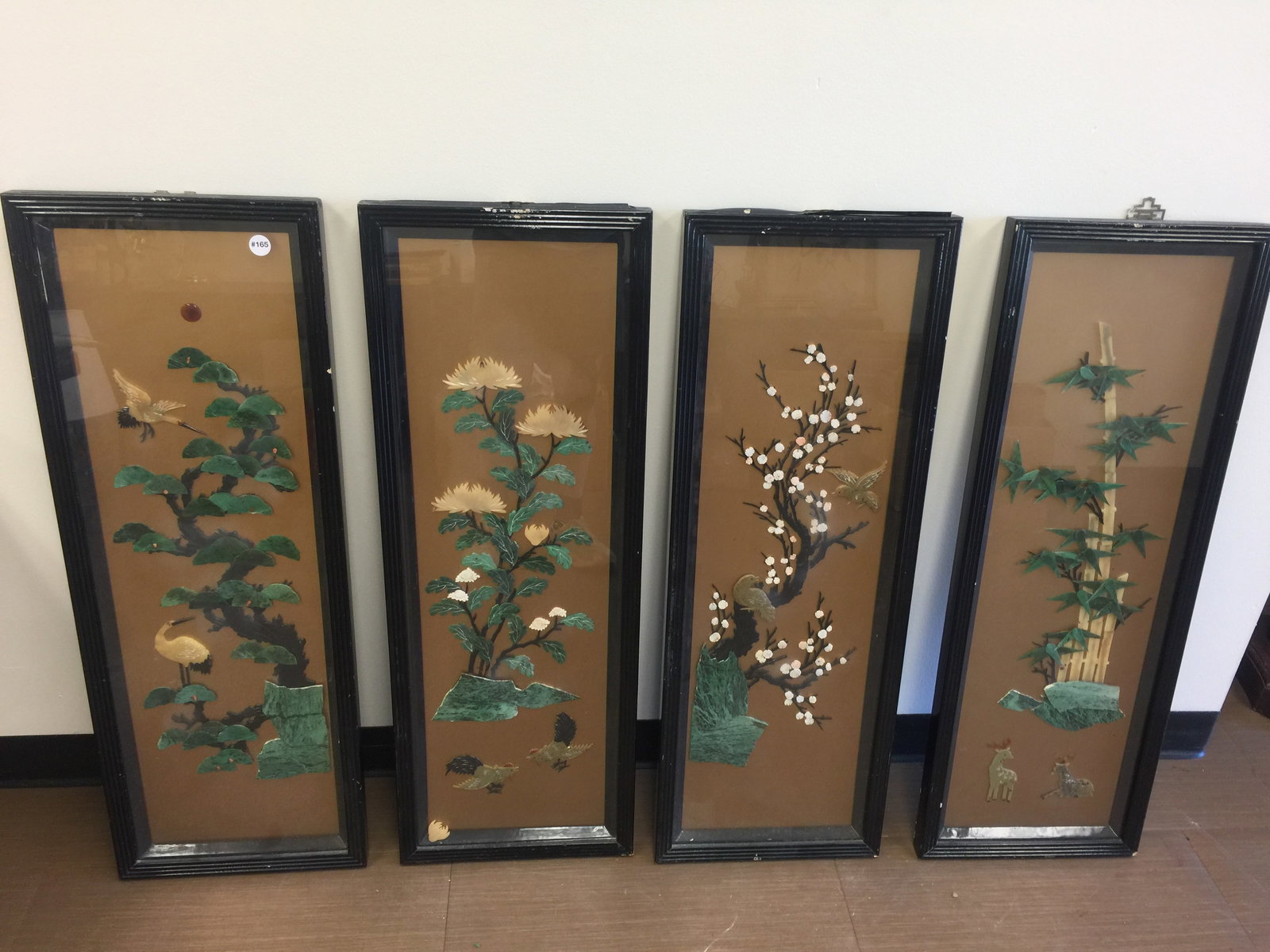 Asian Hardstone Jade Panels (4): various scenes, 14"x40".