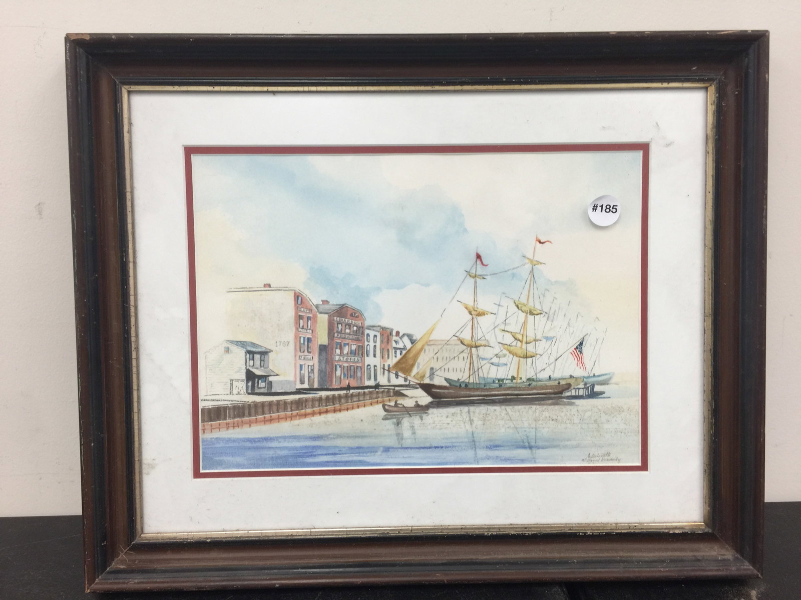 Signed Maritime Watercolor: SLR, "G. Scirotto", double matted, frame, 21"x17".