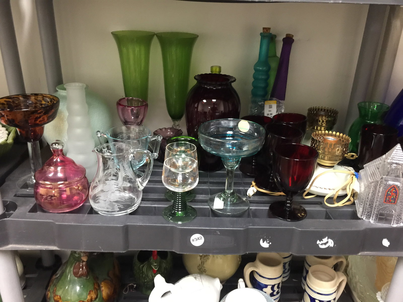 Colored Glass: Uranium bottle , Cambridge glass and more.