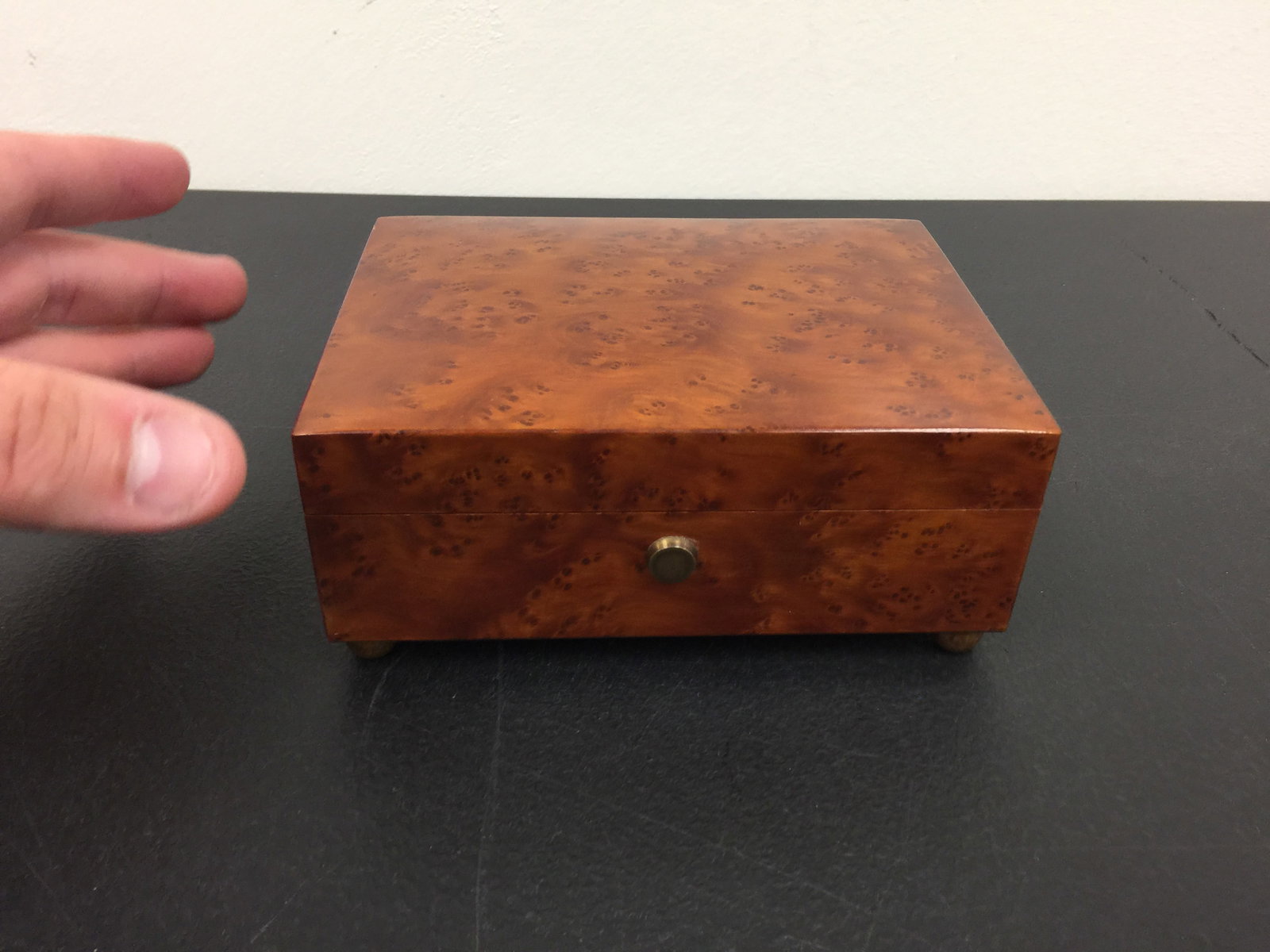 Swiss Music Box: 2/50. Birdseye maple case, has tag. 6" W.