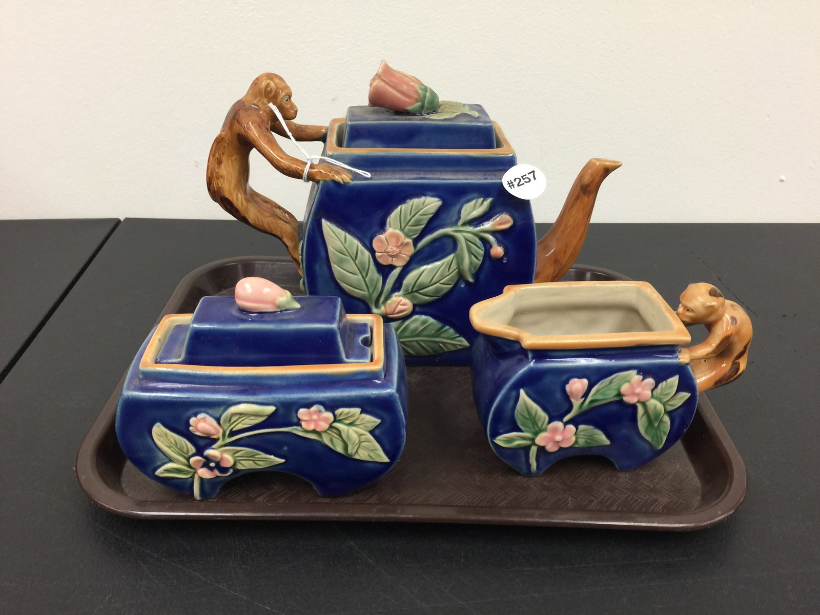 Majolica Monkey Tea Set: Teapot 10" w