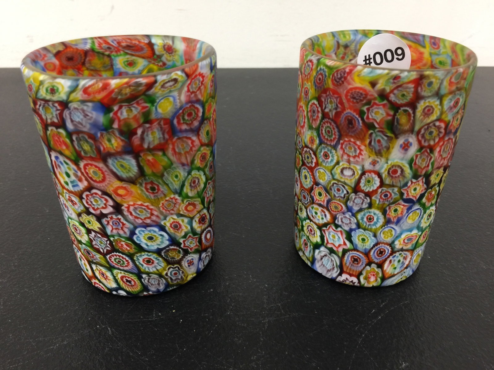 Murano Millefiori Tumblers: 4"H.