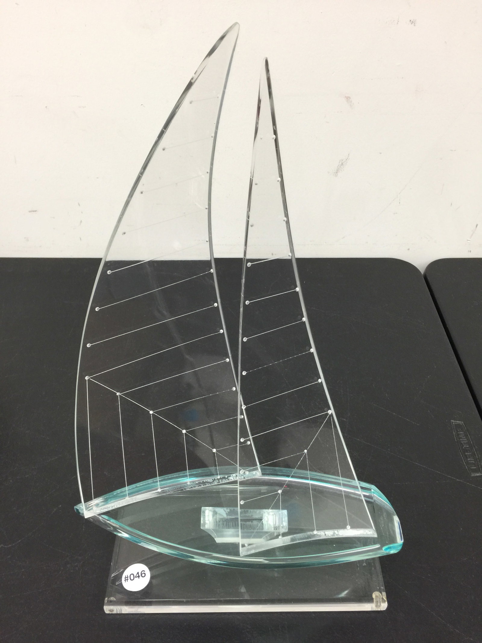 MCM Lucite Sailboat: 17" x 12".