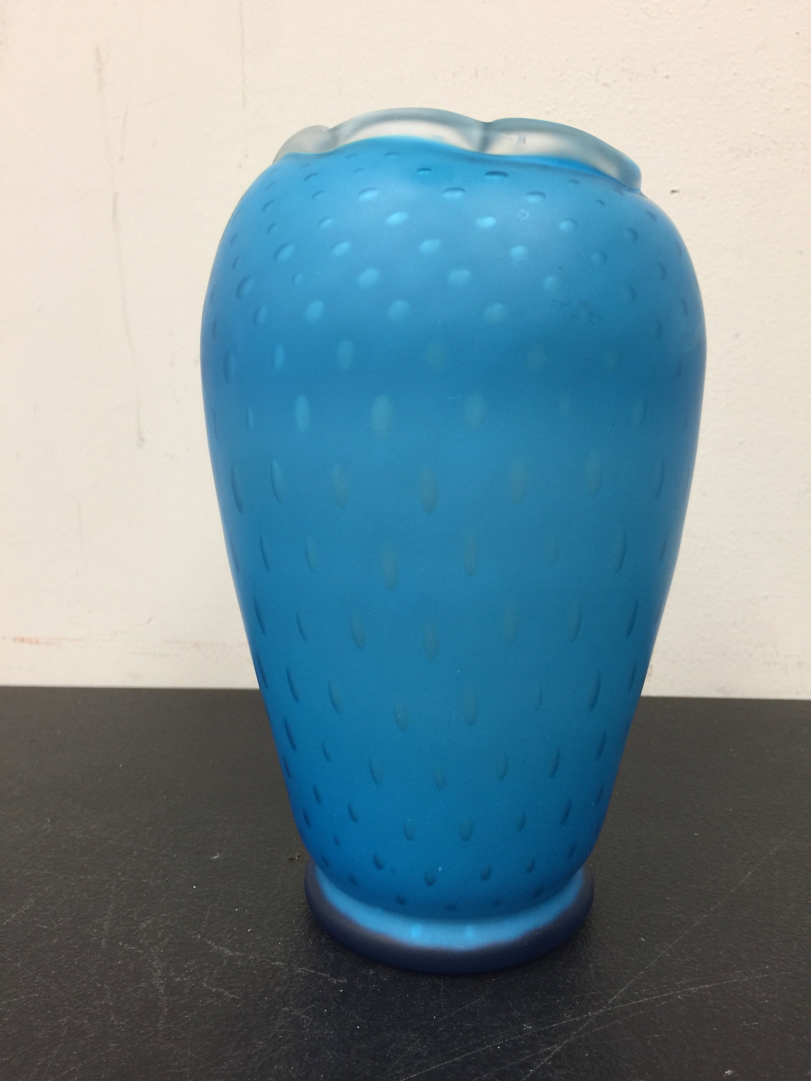 Victorian Satin Glass Vase: Hand blown. 8" x 5".