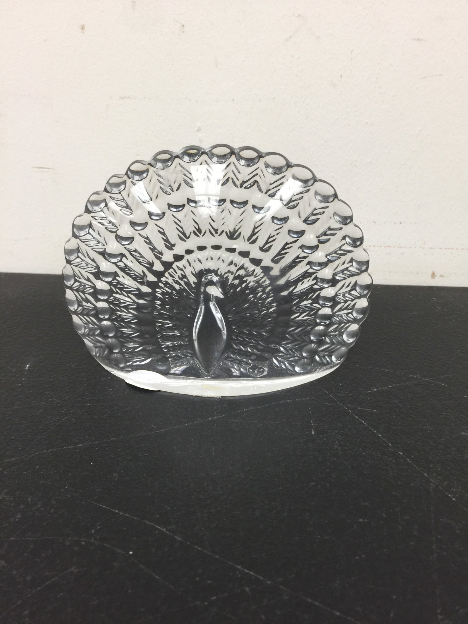 Baccarat Peacock Paperweight: 4" x 5". Signed on bottom.