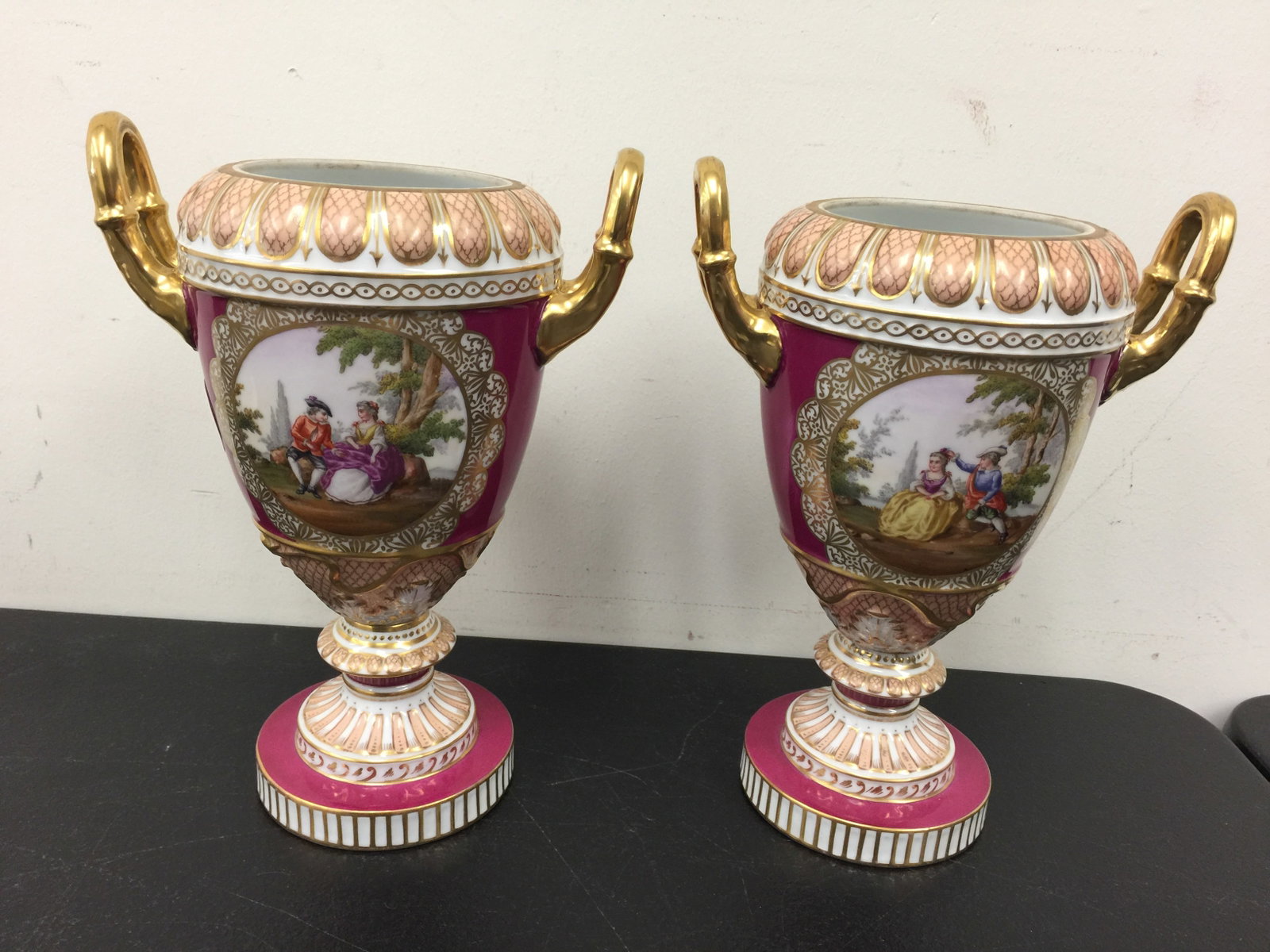 Pair of Dresden Portrait Urns (1 of 4)