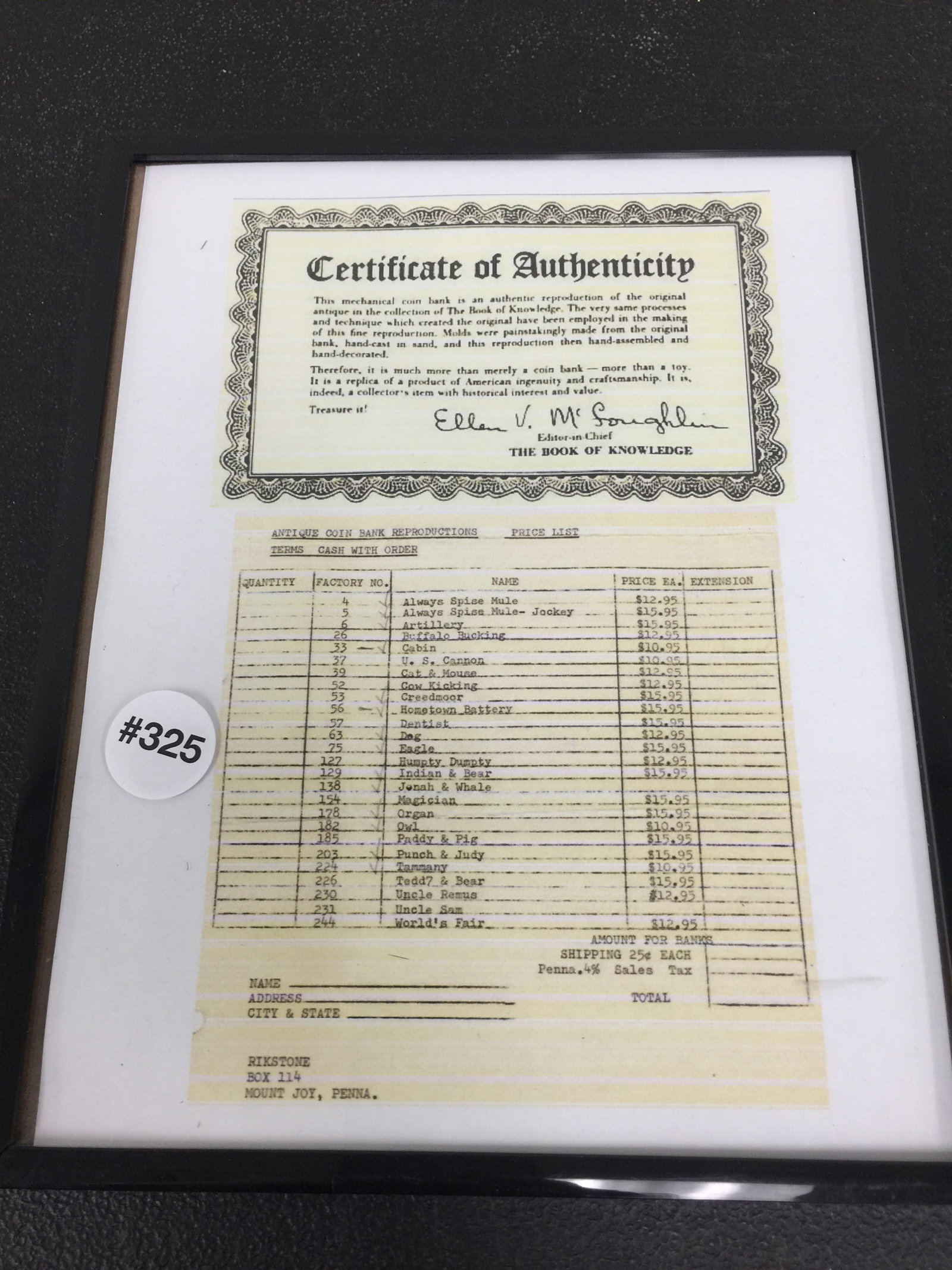 Book of Knowledge Bank Catalog: frame 10"x14".