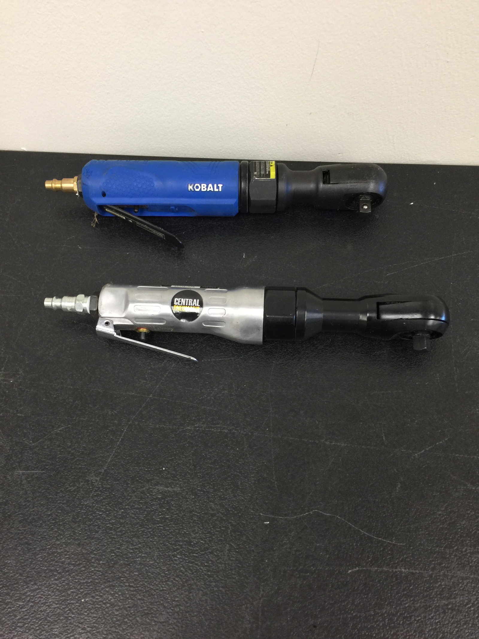 2 Air Ratchet Wrenches: Kobalt is 11" long, Central Pneumatic is 11 1/2"
