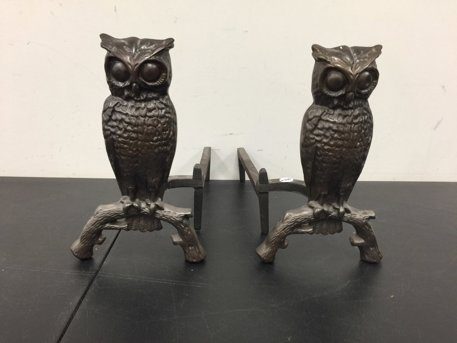 Owl Andirons: 8"x18"x14".