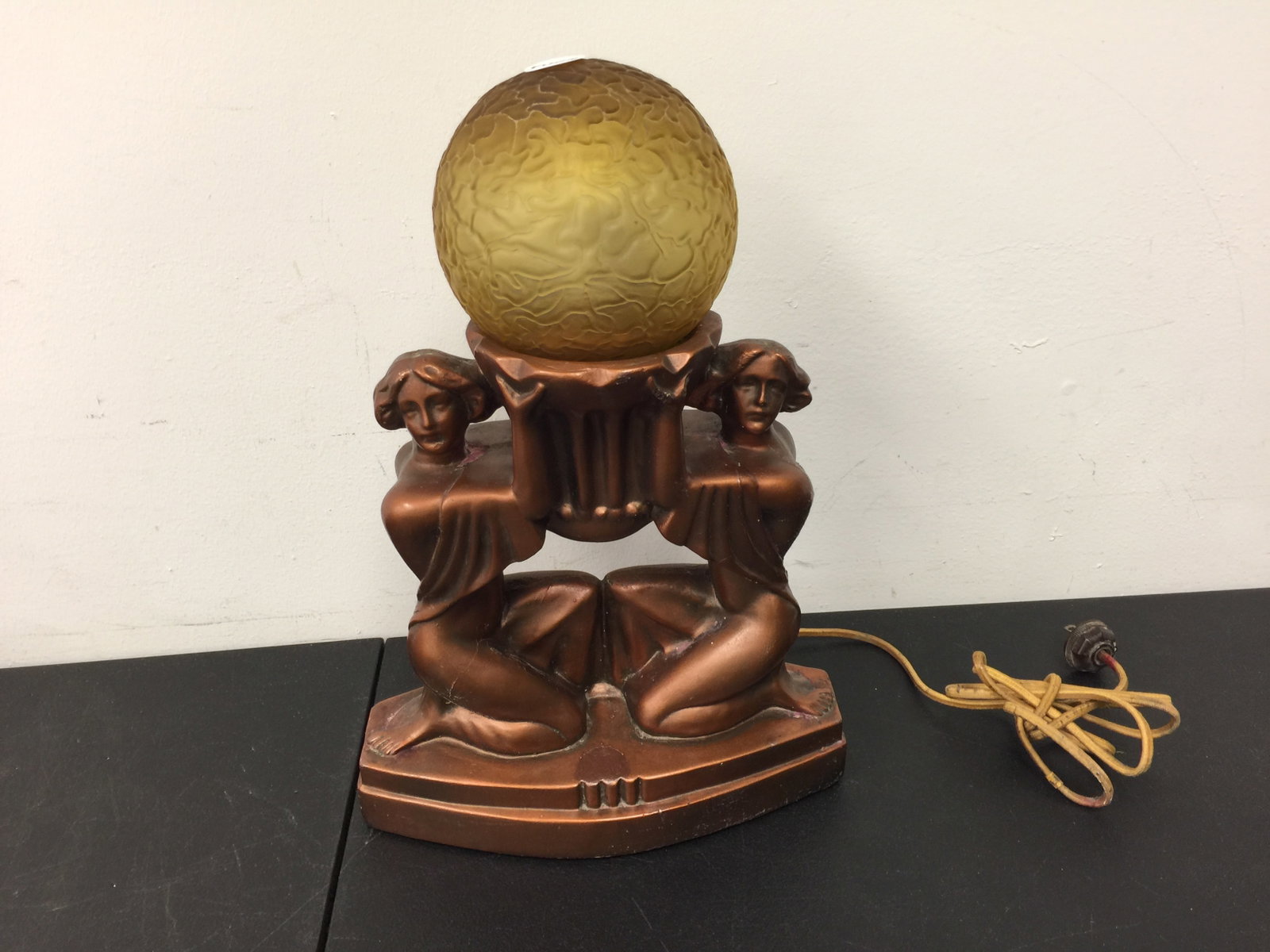 Art Deco Figural Lamp: plaster, 12"H.