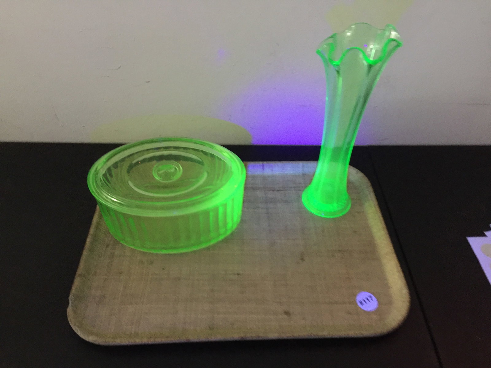 Uranium Vaseline Glass (2): largest, 11"H..