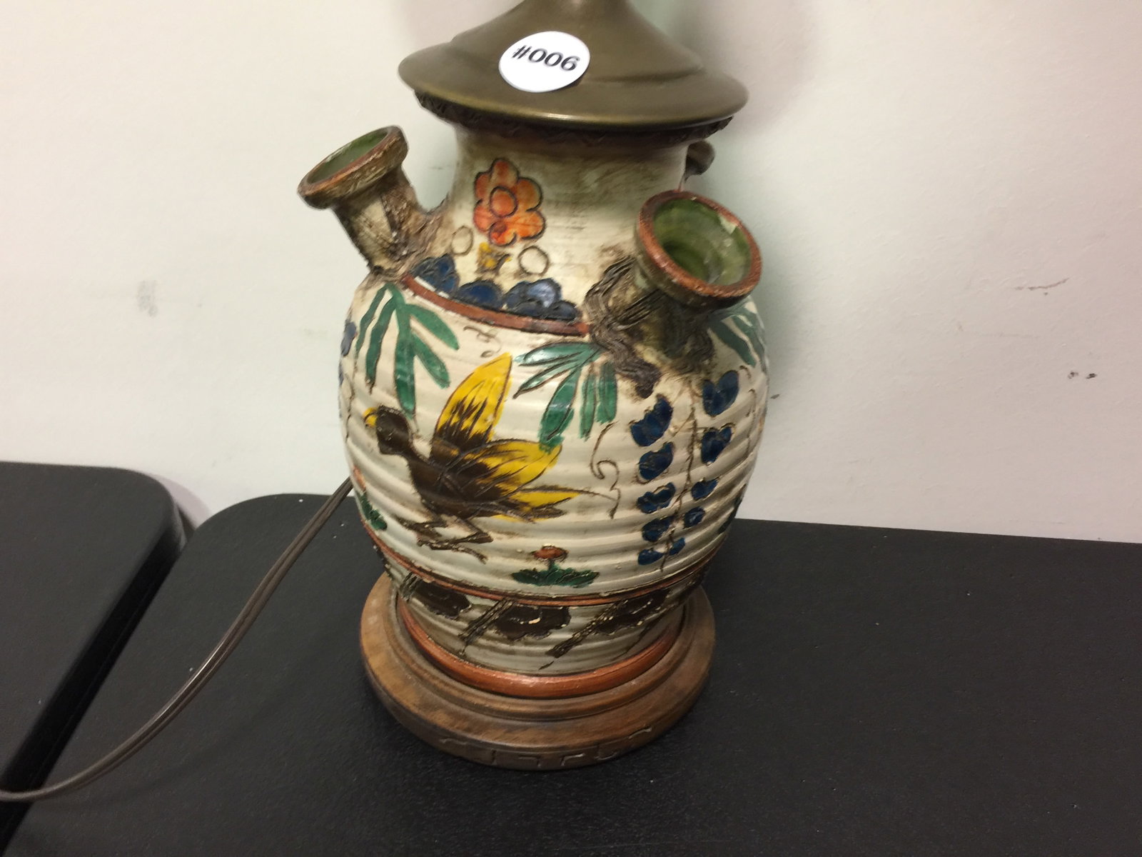 Pottery Harvest Jug Lamp: Measures 20" high.