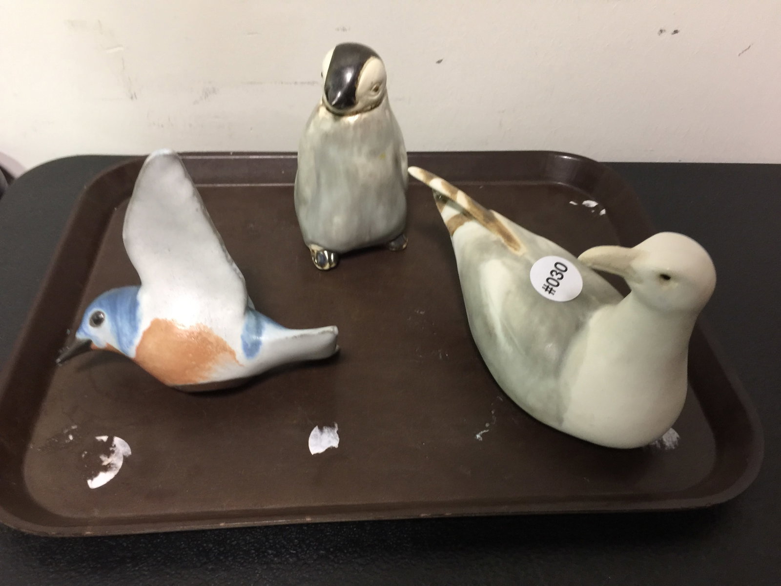 MCM Andersen Pottery Animals (3): Includes hummingbird, seagull, and a penguin. Largest measures 7" long.